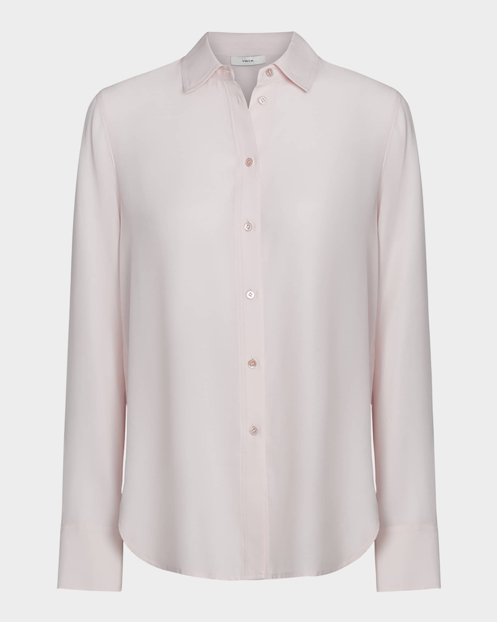 Slim-Fitted Stretch Silk Button-Front Blouse 0