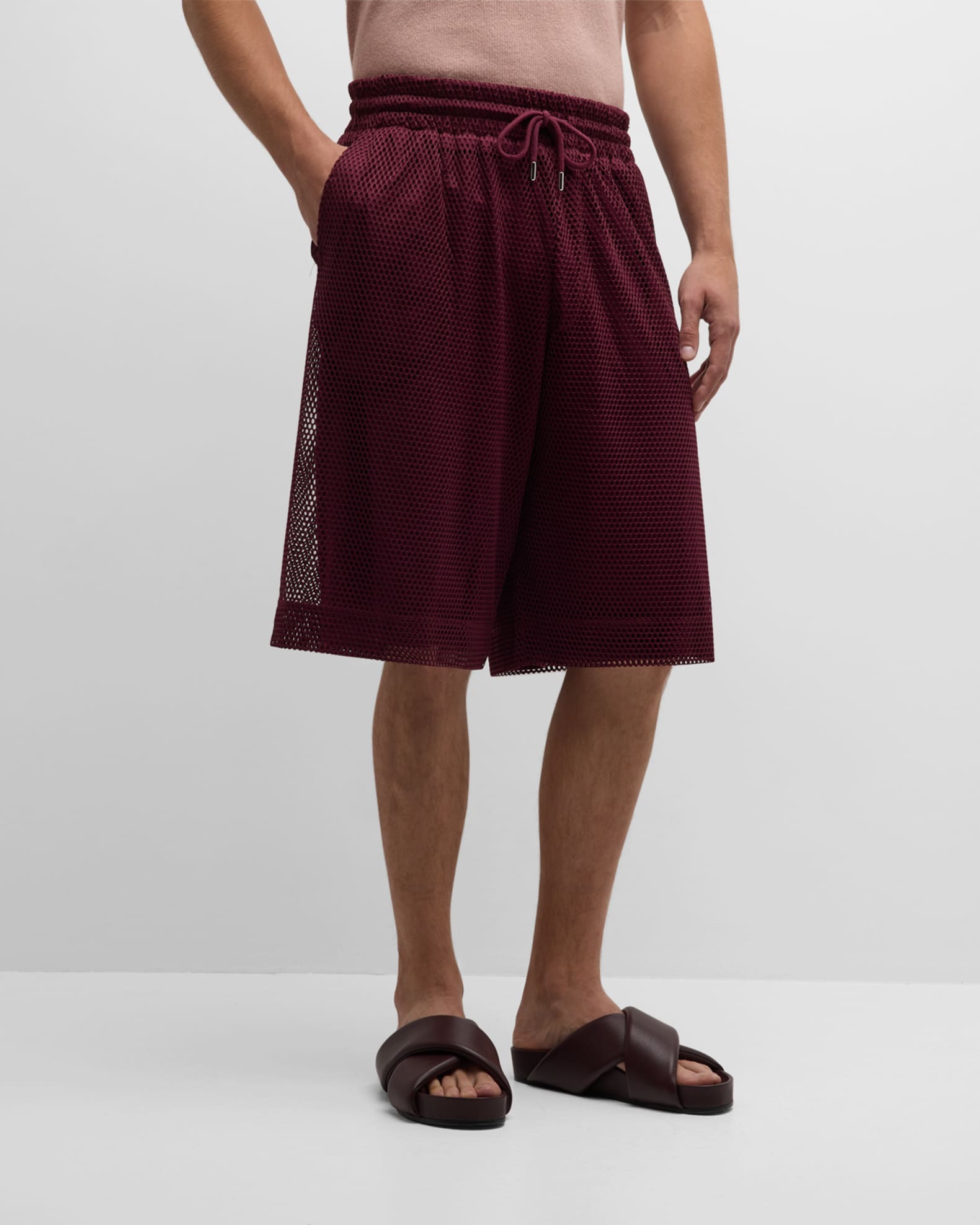 Dries Van Noten Men's Hemen Mesh Shorts | Neiman Marcus