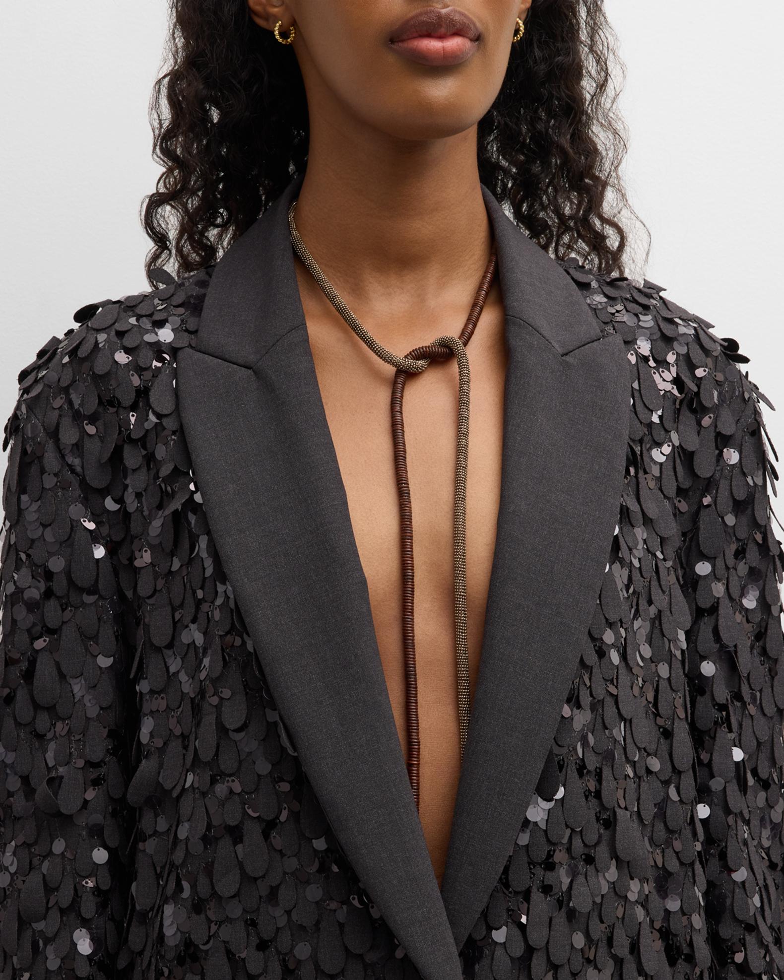 Brunello Cucinelli Monili Leather Wrap Necklace, 32
