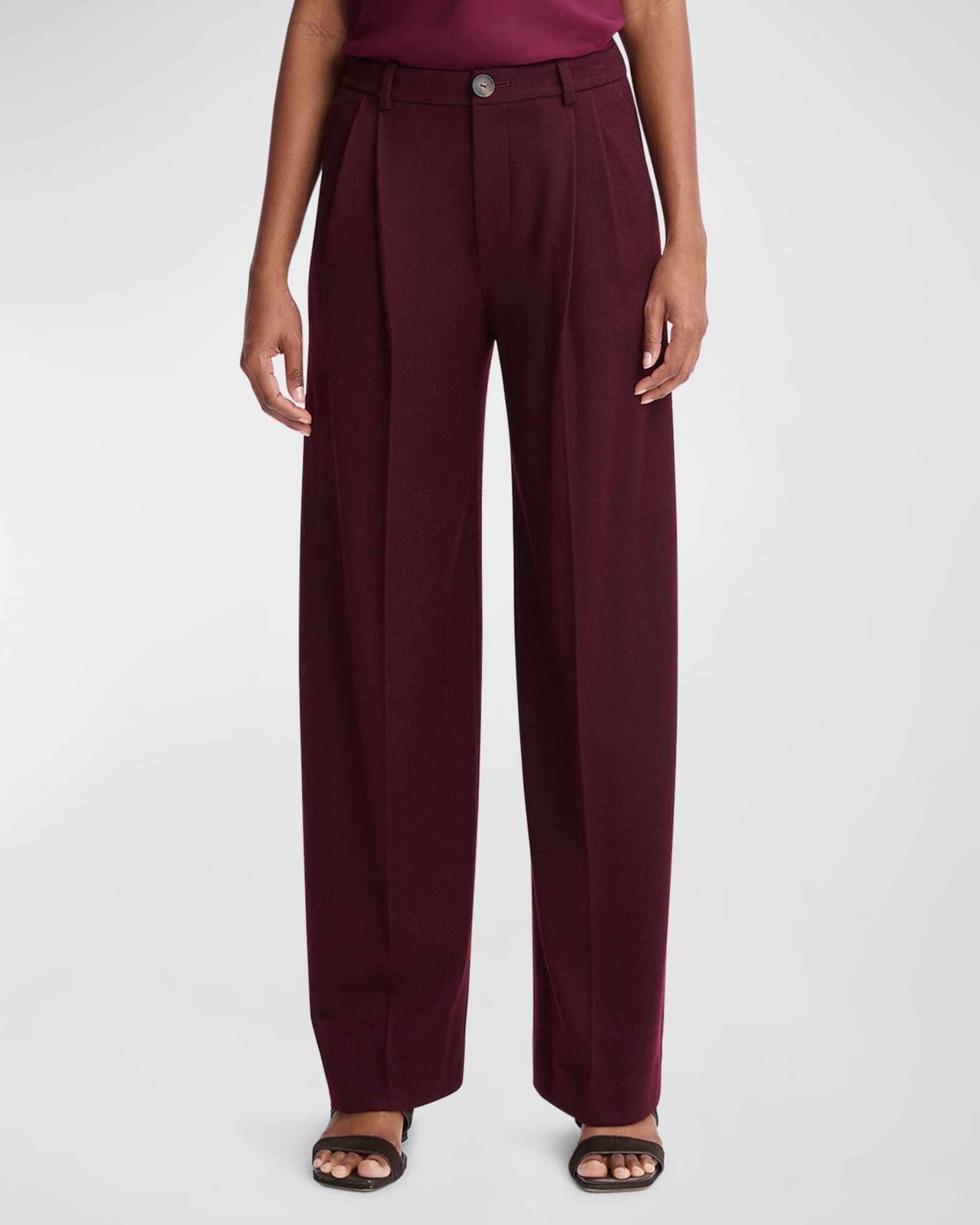 OYOANGLE Men's Pleated Front Dress Pants - Straight Leg Work Slacks With Zipper Fly & Pockets