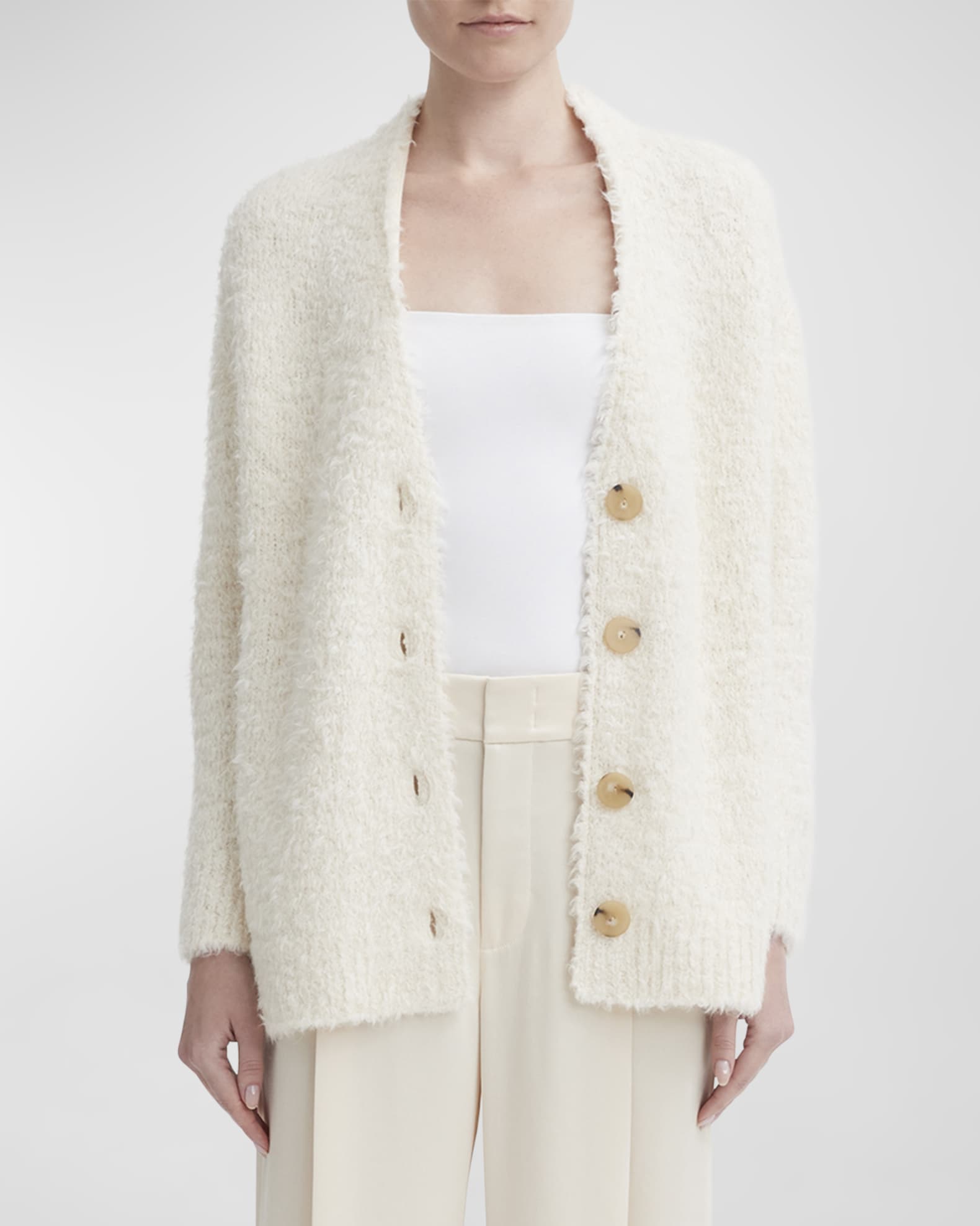 Vince Oversized Merino Wool Teddy Cardigan | Neiman Marcus