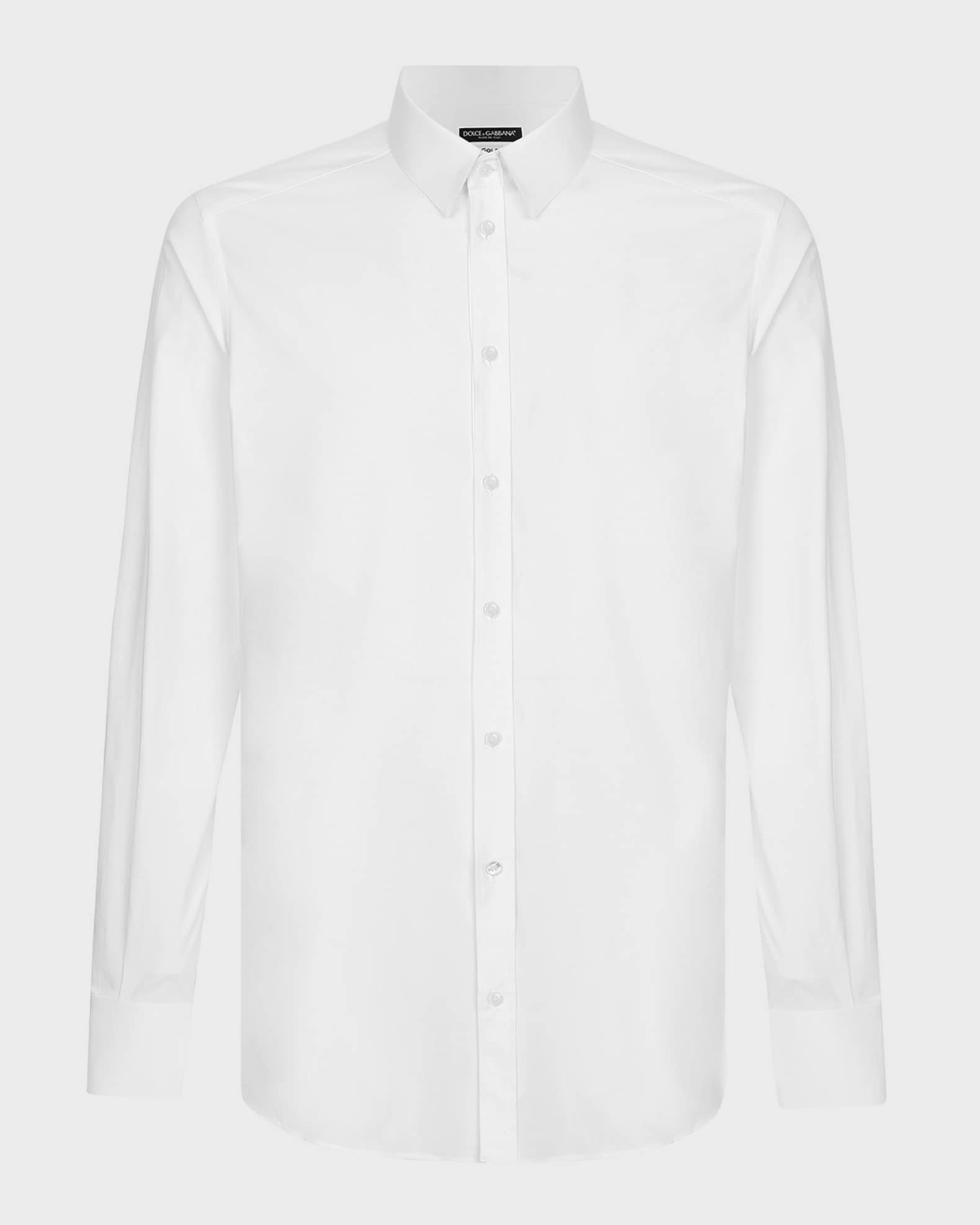 Dolce&Gabbana Men's Solid Stretch Cotton Dress Shirt