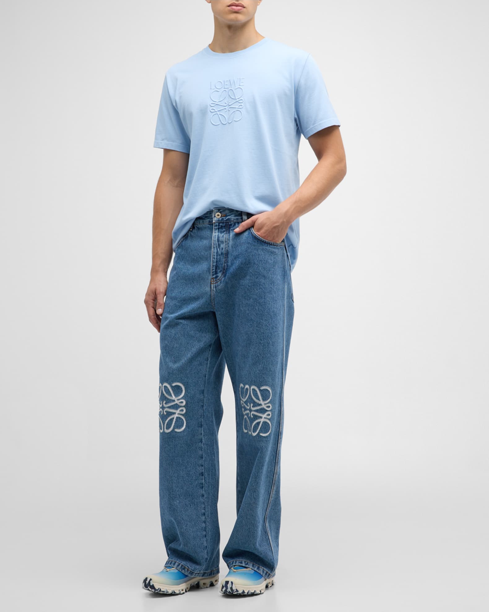 Loewe Men's Anagram Straight-Leg Denim Jeans | Neiman Marcus