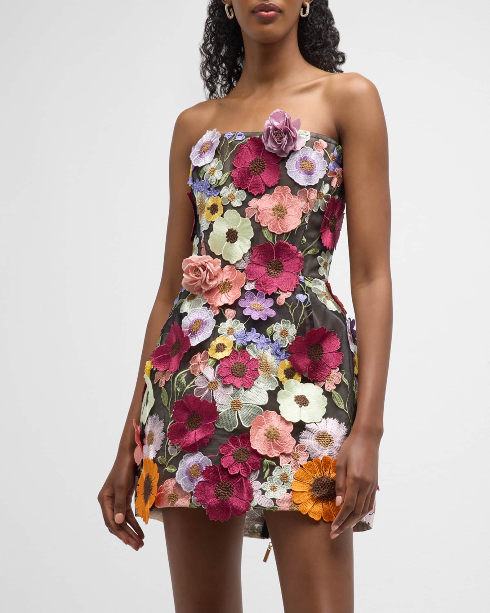 Bronx and Banco Bouquet Maraya Strapless Applique Mini Dress | Neiman ...