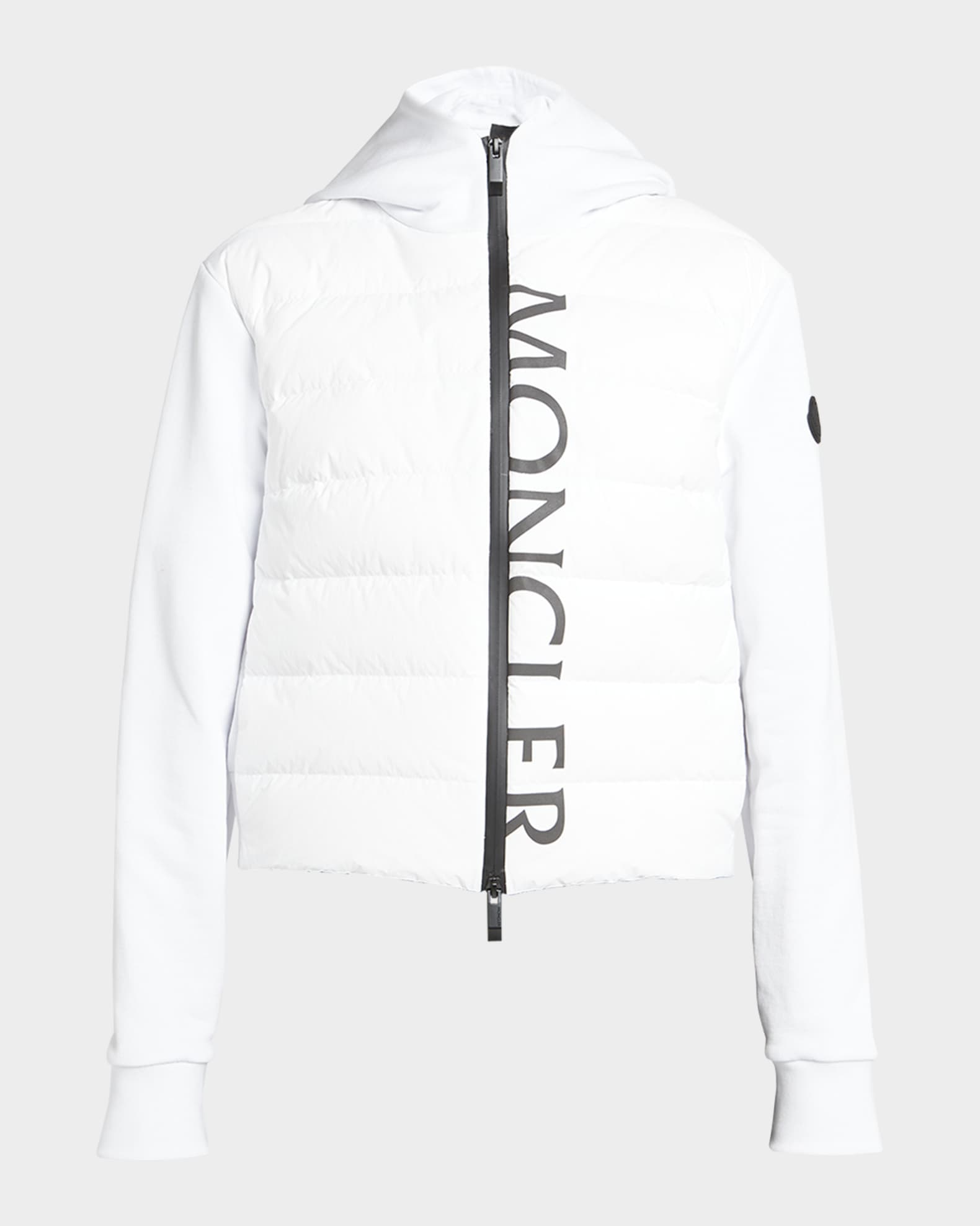 Zip-Up Puffer Cardigan with Logo Detail