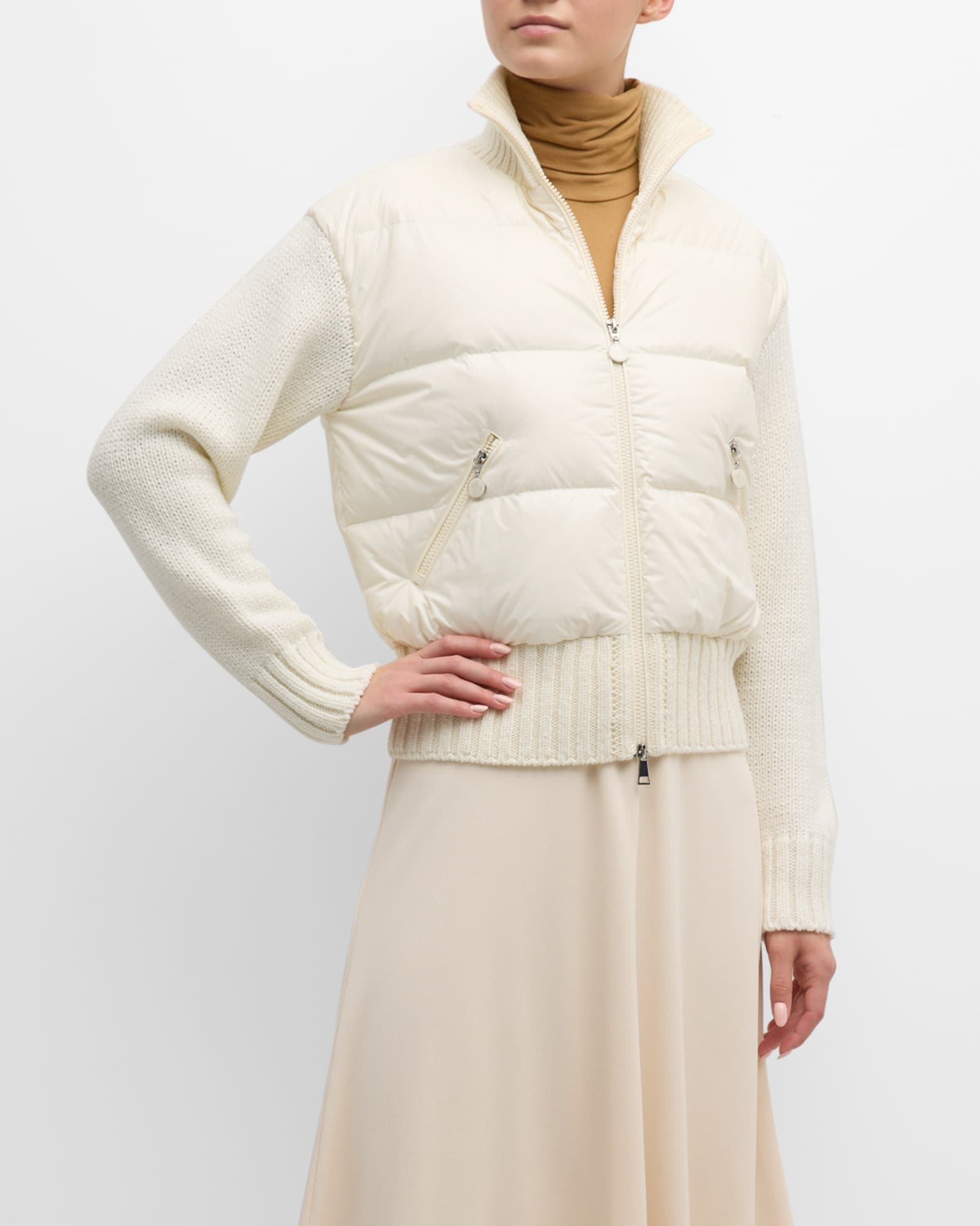 Moncler wool and puffer cardigan sales