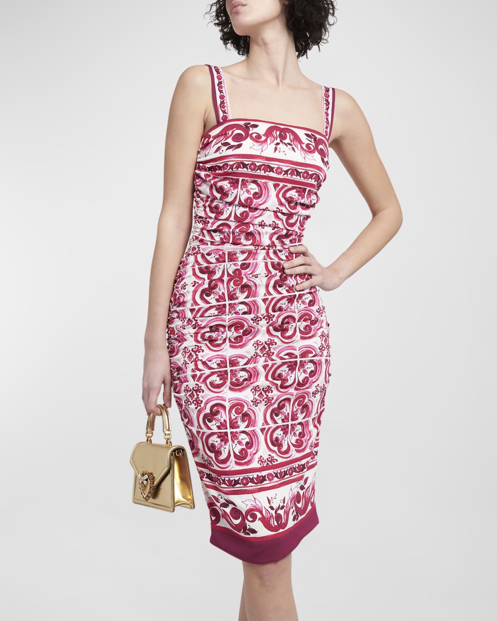 Doublju Full Size Round Neck Ruched Sleeveless Dress with Pockets main image 1