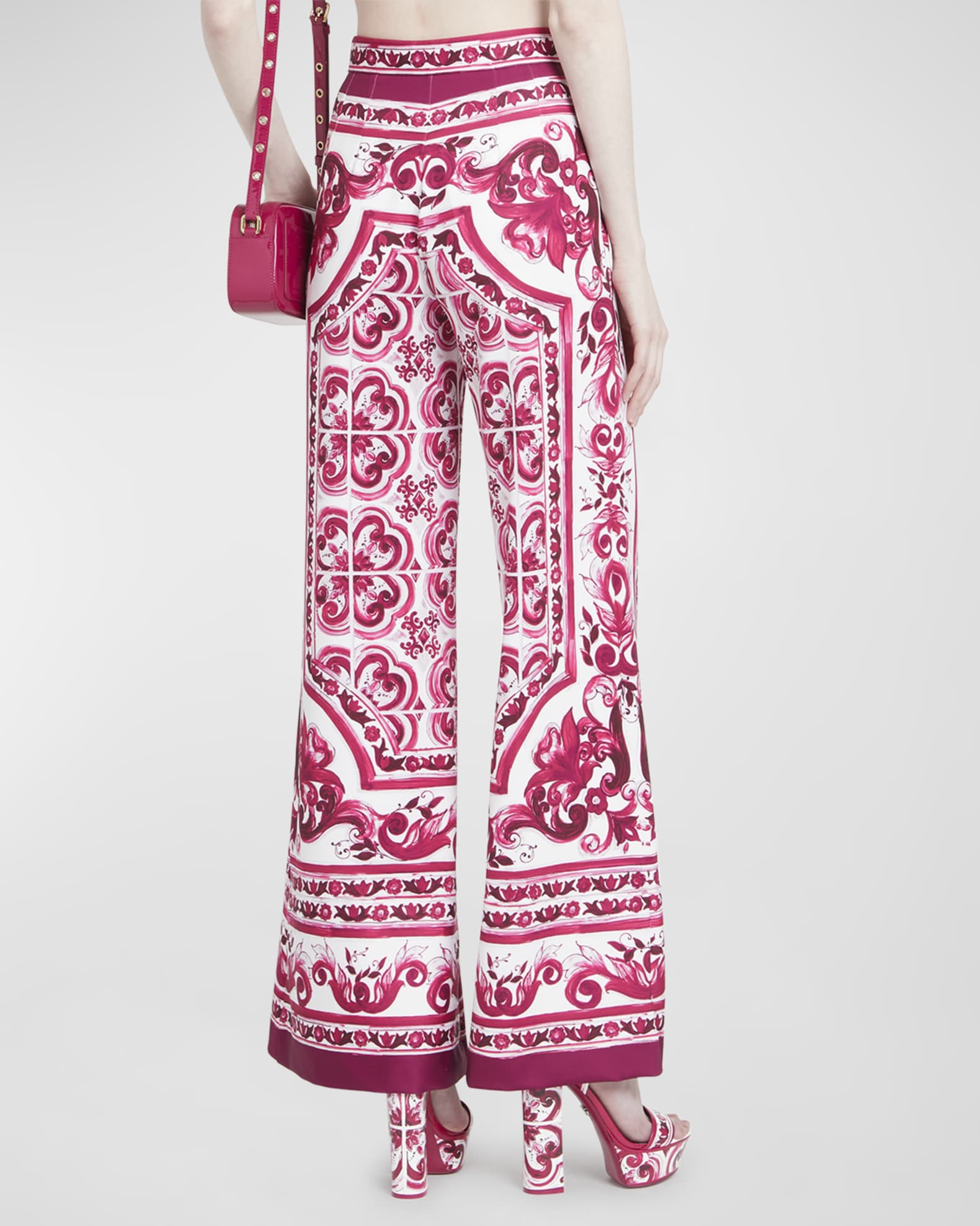 Dolce & Gabbana Blue Jeans Jacquard Majolica High Waist Pants