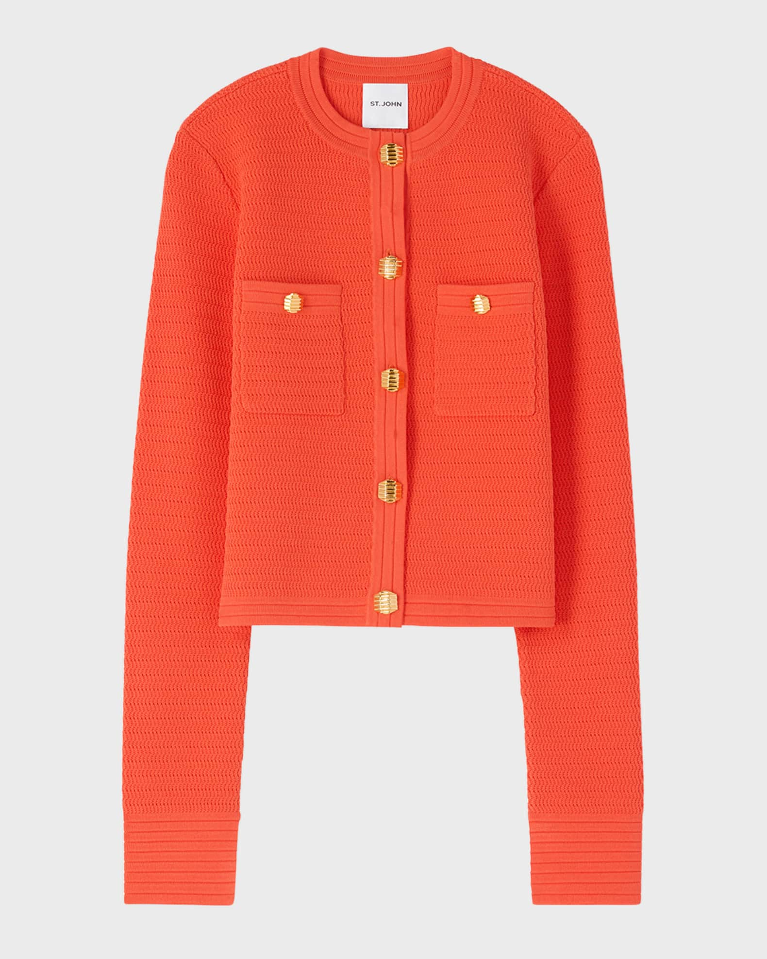 St. John FrontPockets Racking Stitch Knit Jacket Neiman Marcus