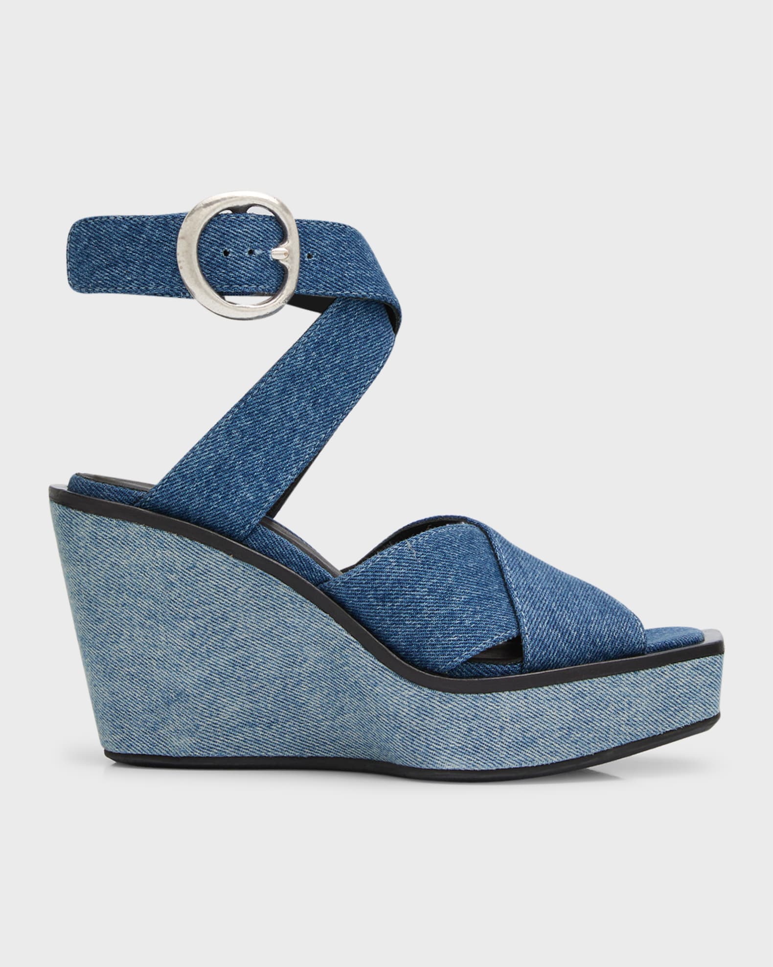 Rag & Bone Santiago Crisscross Denim Wedge Sandals Neiman Marcus