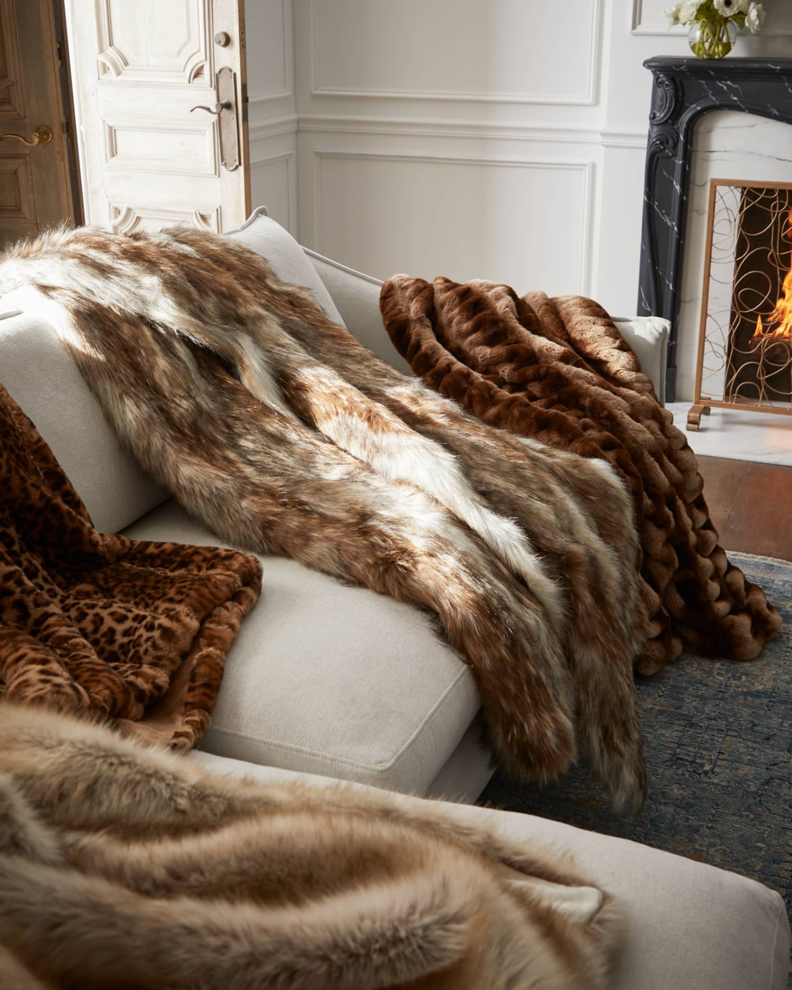 Fabulous Furs Posh Faux Fur Throw Blanket 60 x 72 Neiman Marcus