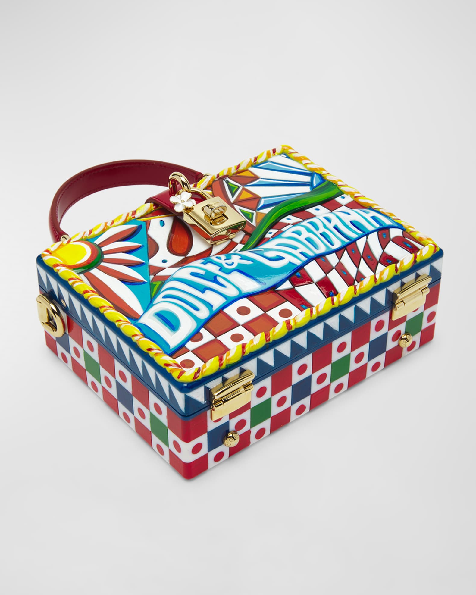 Logo Printed Leather Box Top-Handle Bag 1