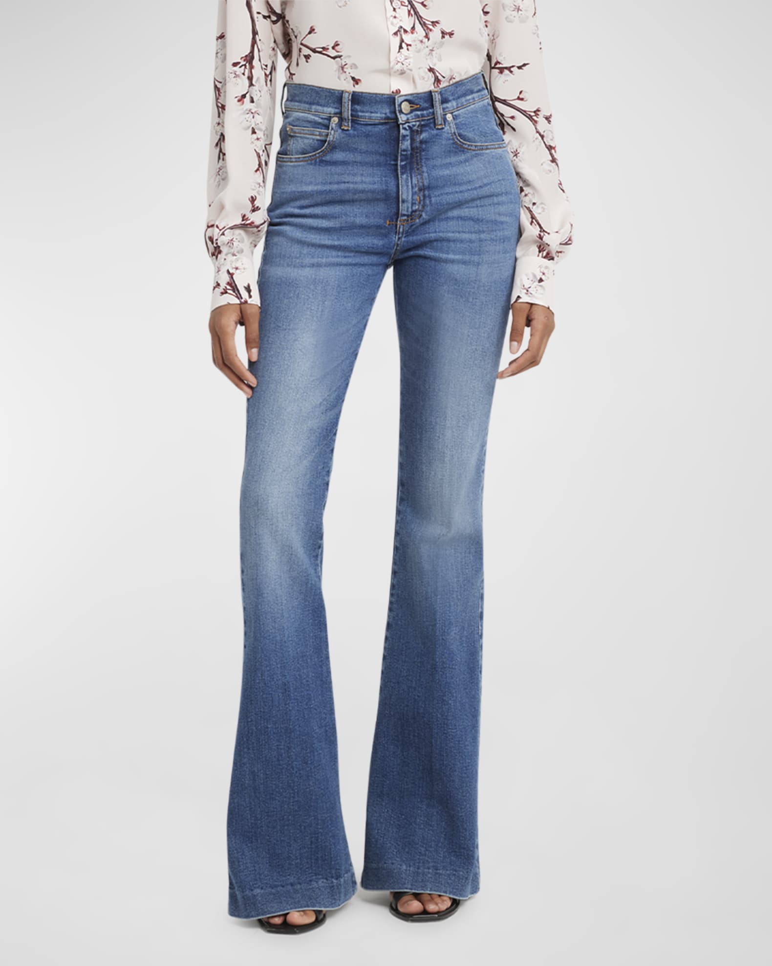 Boot-Cut Leg Denim Pants 1