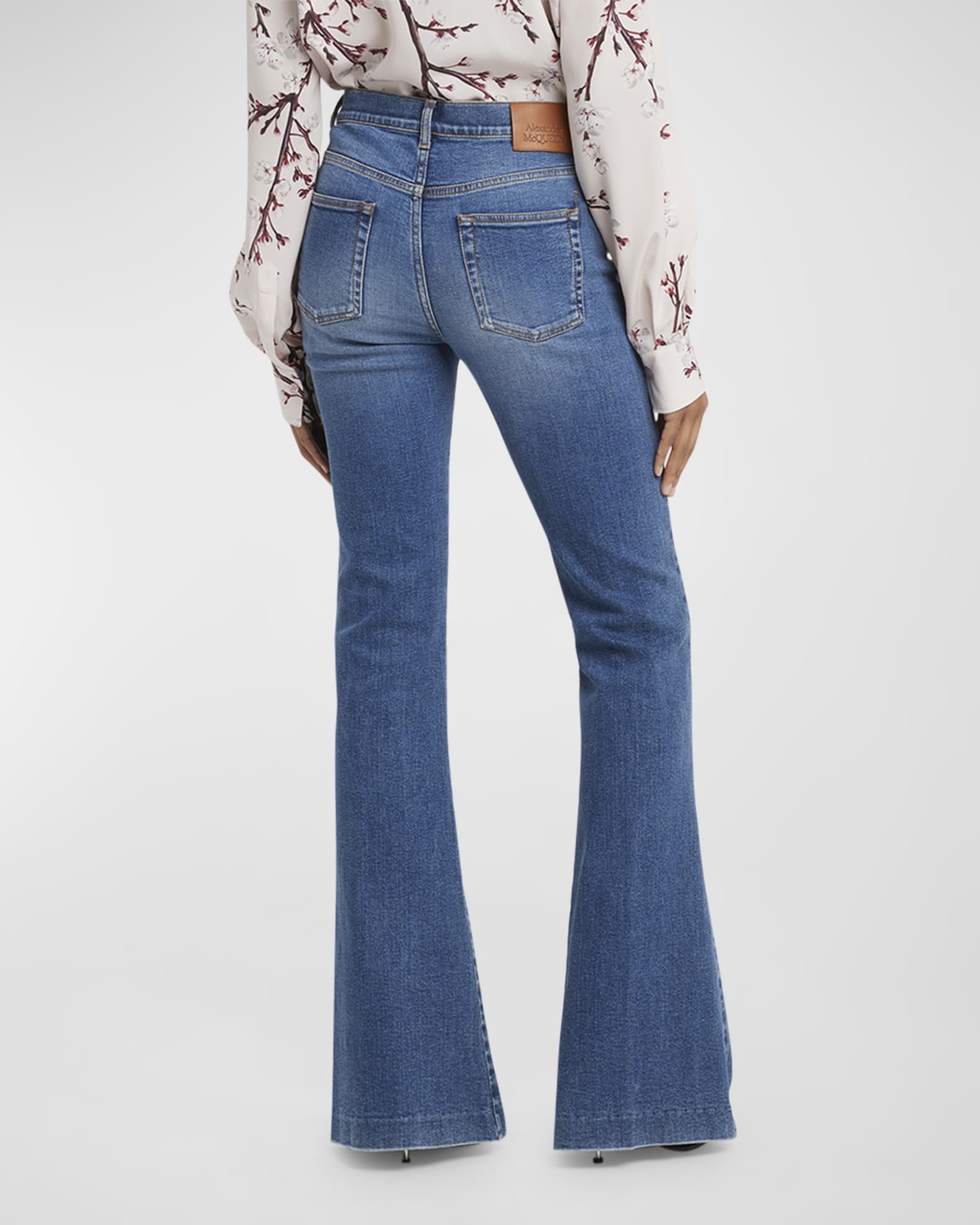 McQueen Boot-Cut Leg Denim Pants | Neiman Marcus