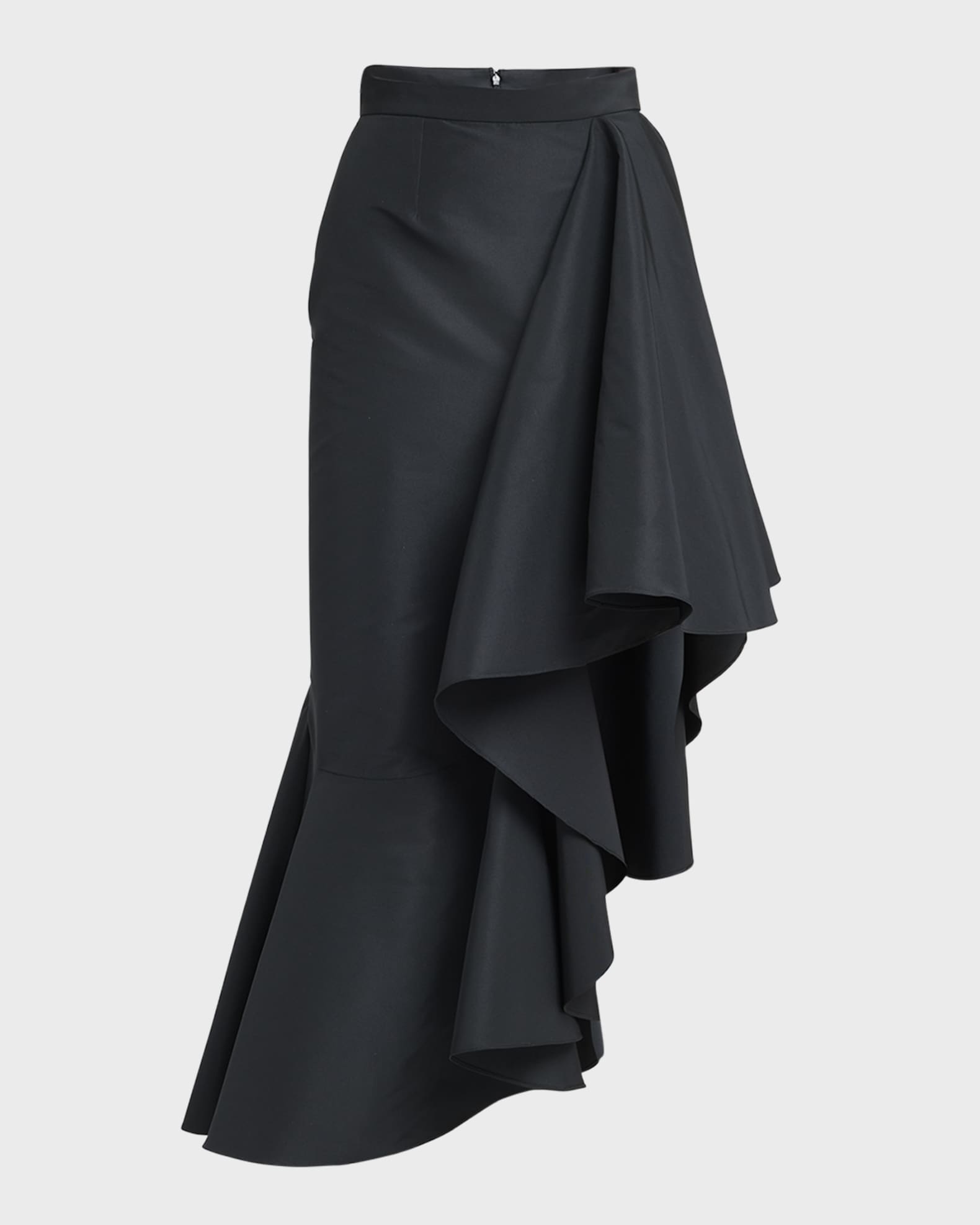 Alexander McQueen Asymmetric Midi Skirt with Ruffle Hem | Neiman Marcus