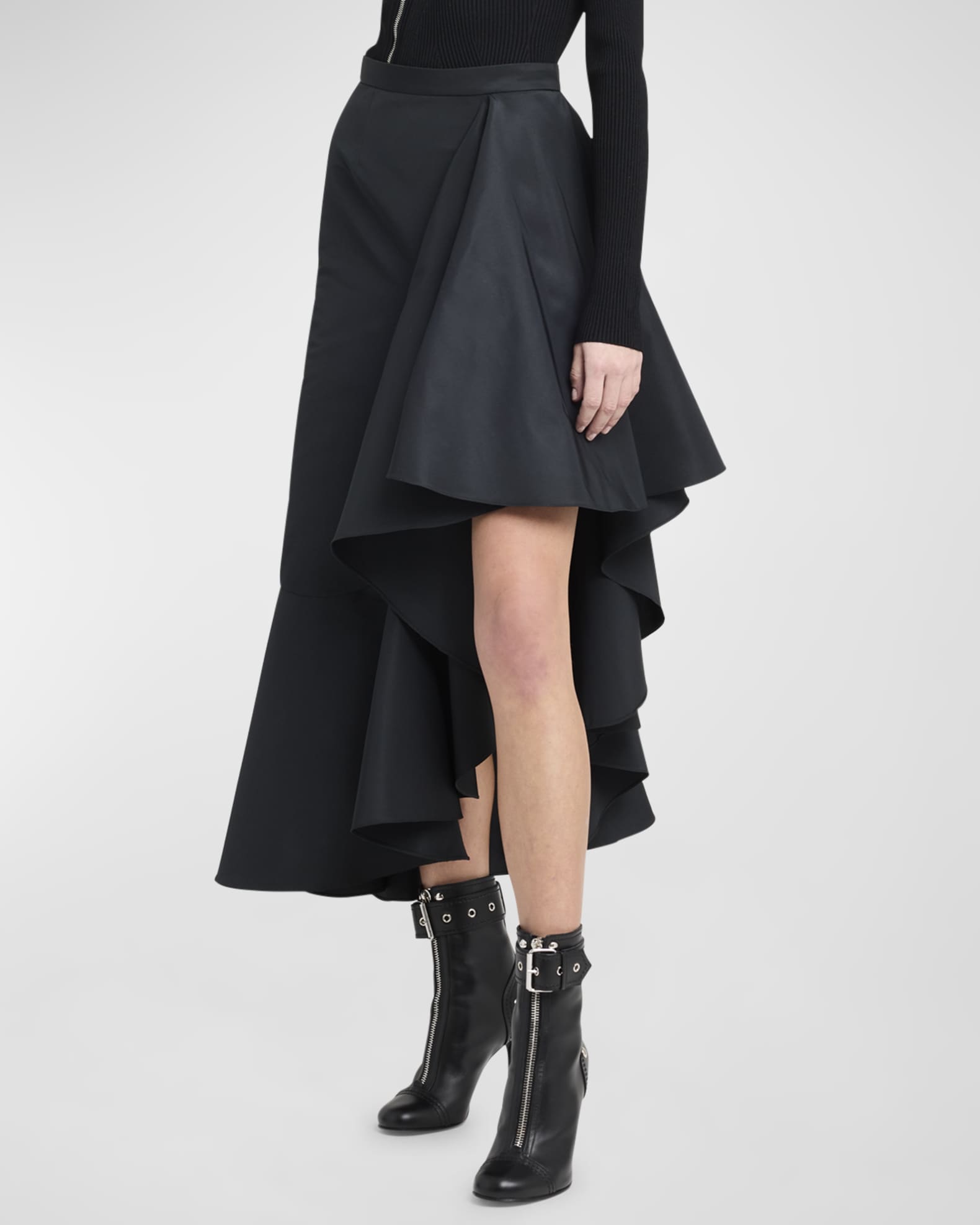 Alexander McQueen Asymmetric Midi Skirt with Ruffle Hem Neiman Marcus — free download