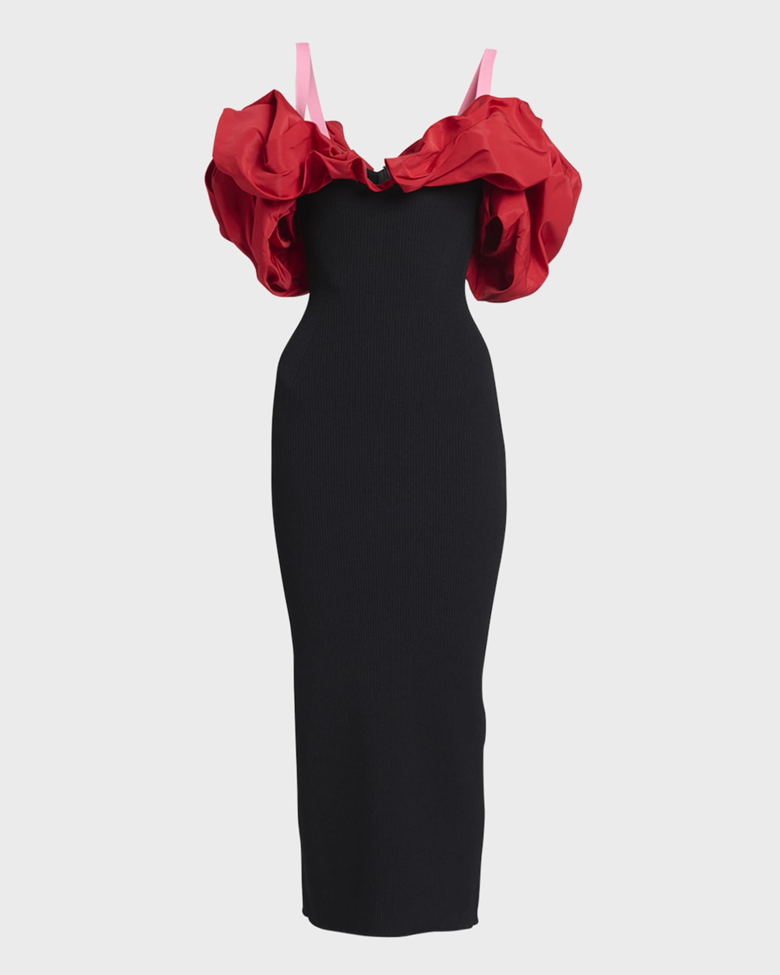 Alexander McQueen Knit Midi Dress with Colorblock Ruffle Detail ...