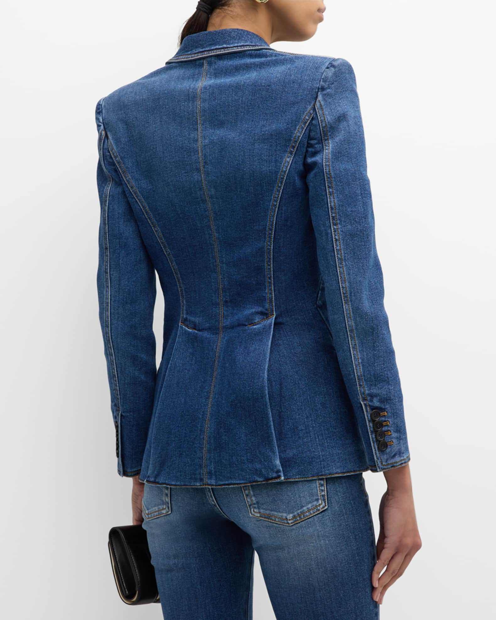 ★E.B.M★ Single-breasted tailored jacket EMP2CJK030 Denim Single-Breasted Suit | Neiman Marcus