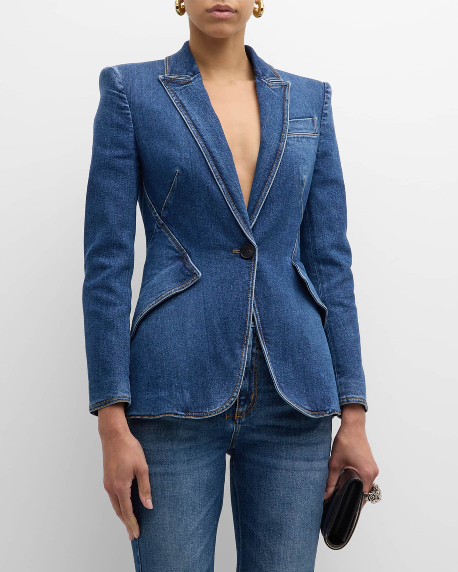Denim Single-Breasted Suit | Neiman Marcus
