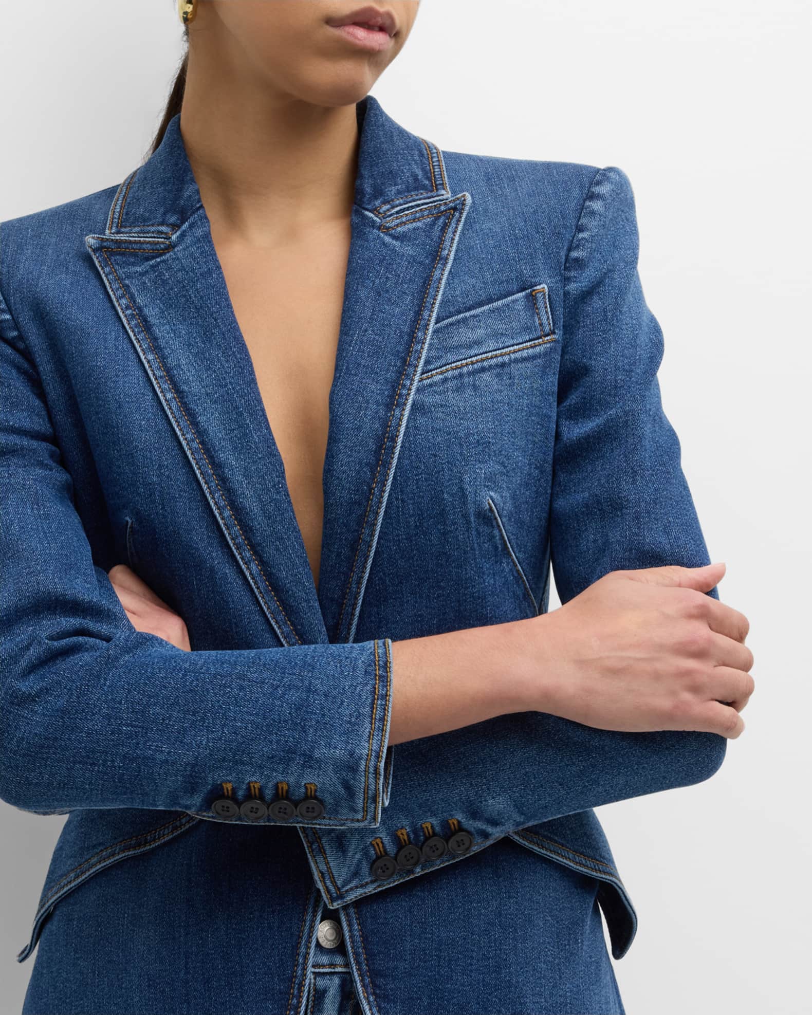 Women's Single Breasted Denim Blazer