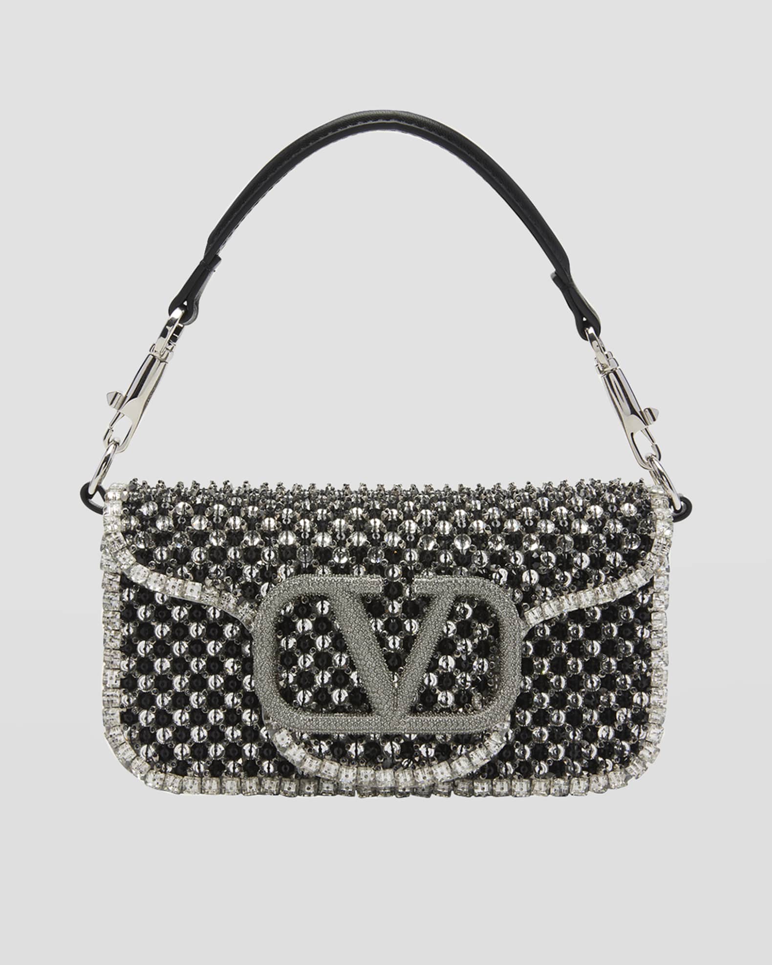 Loco Small Embellished Shoulder Bag in Silver - Valentino Garavani