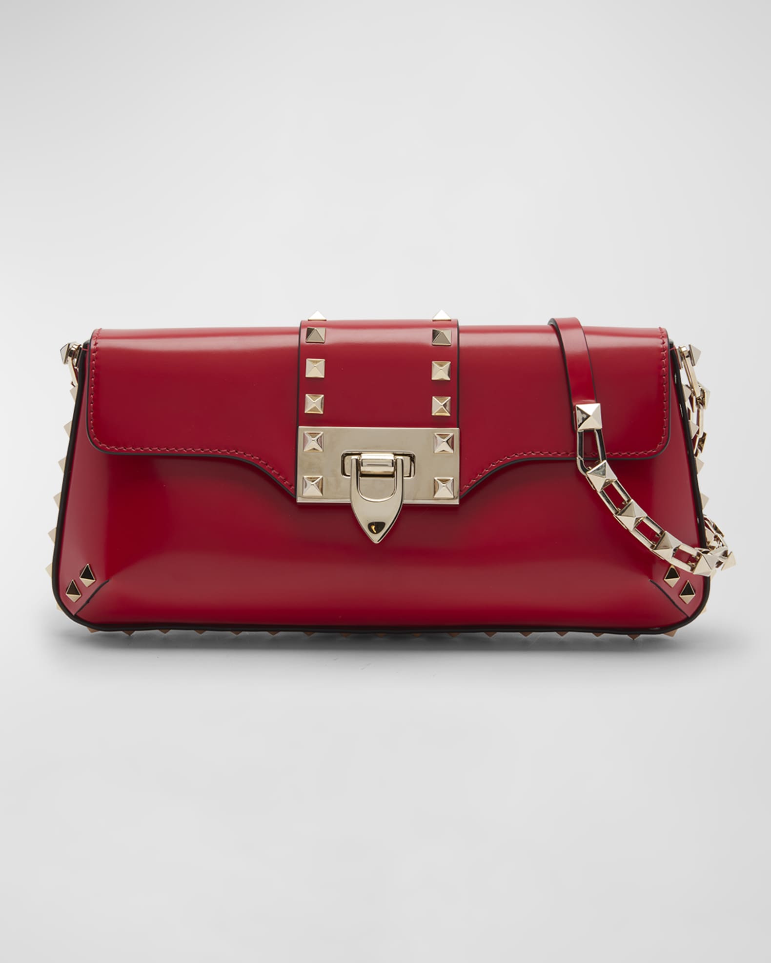 Valentino Garavani Rockstud Small Leather Clutch Bag | Neiman Marcus