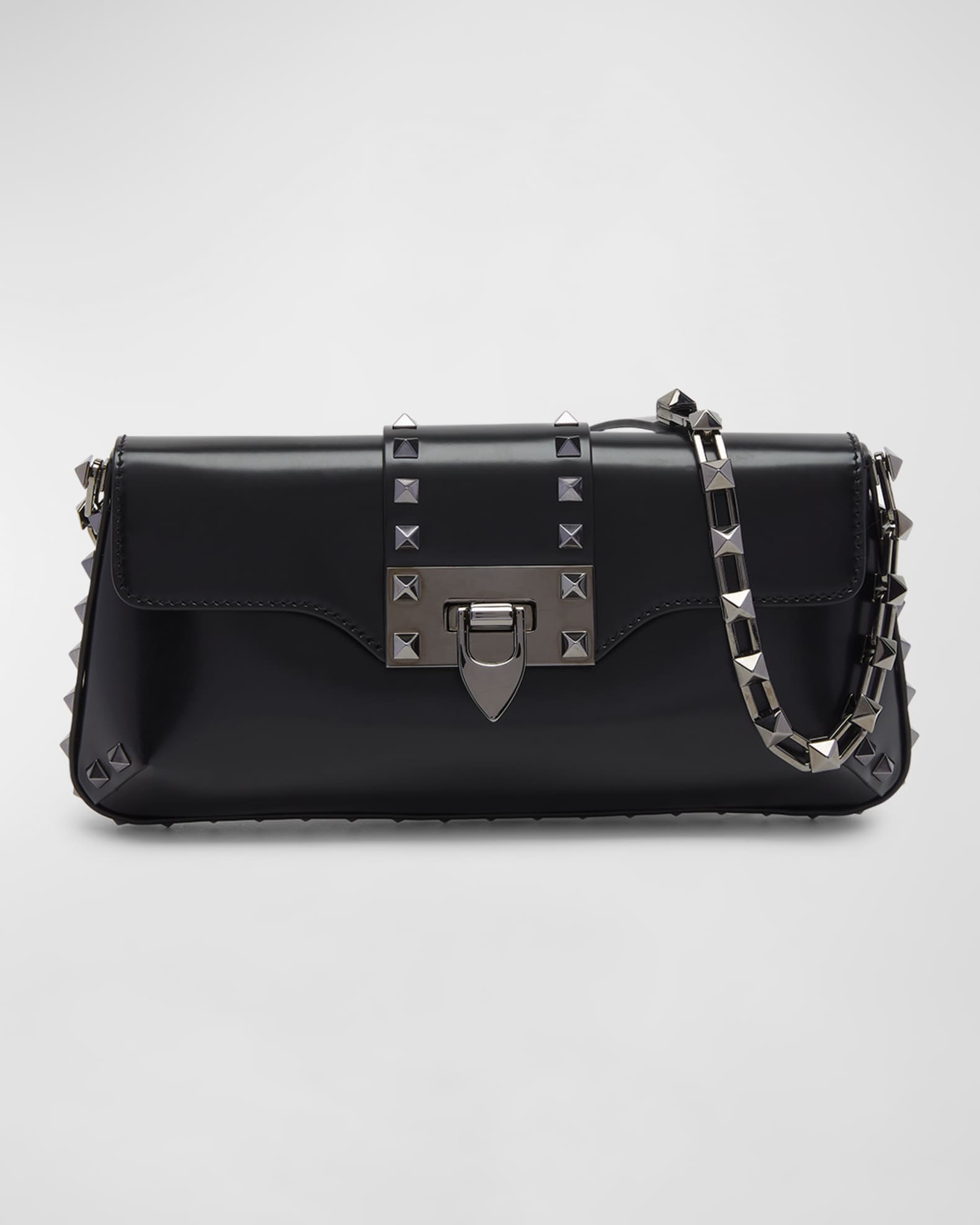 Valentino Garavani Rockstud Small Leather Clutch Bag