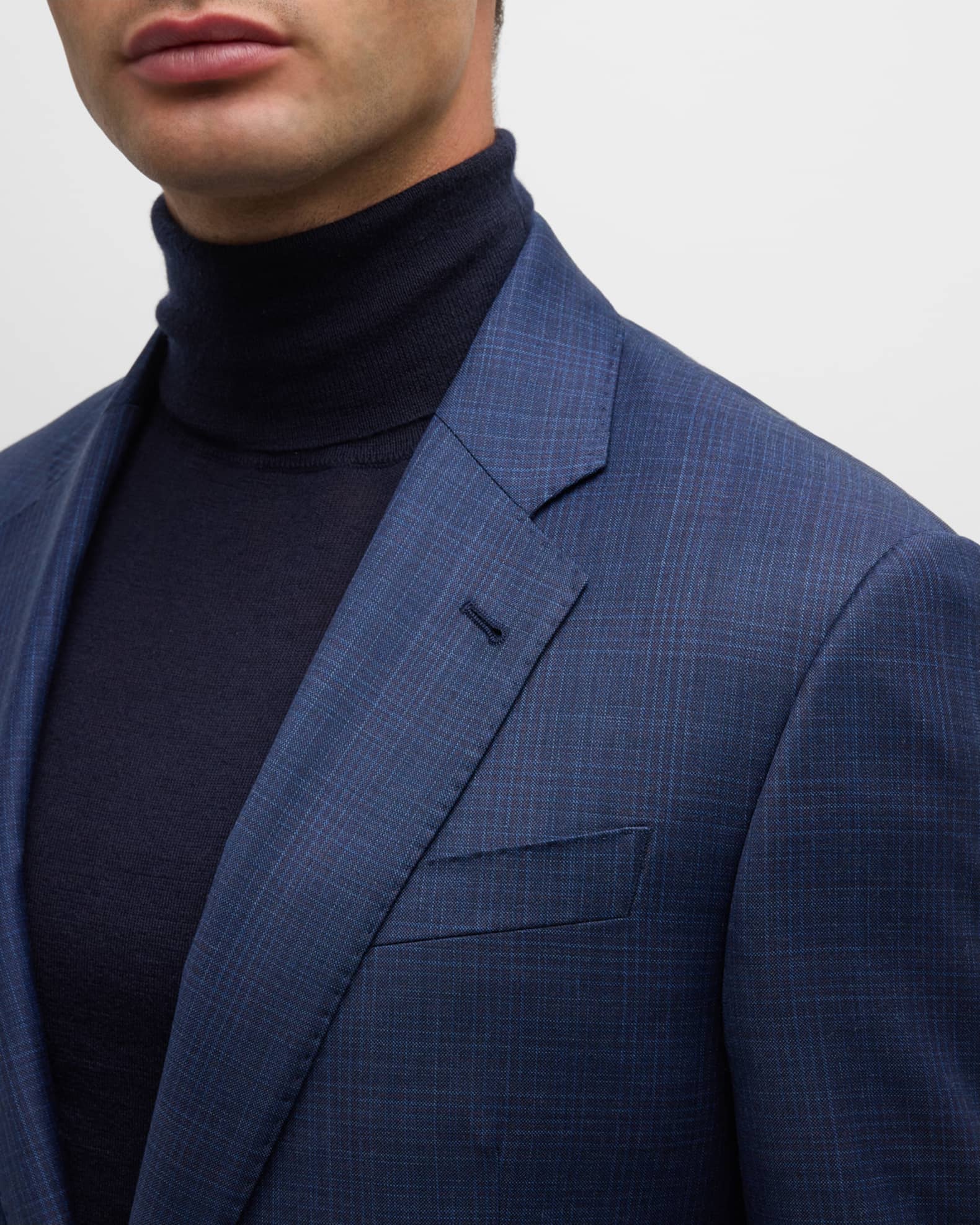 Emporio Armani Men's Screen Plaid Wool Suit | Neiman Marcus
