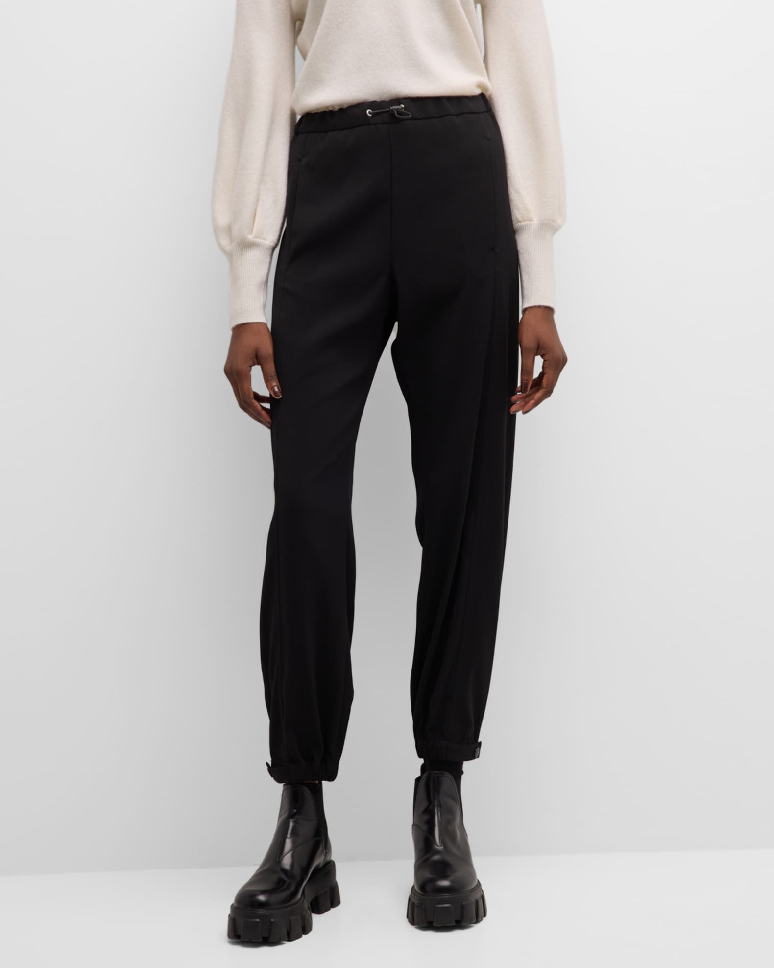 Moncler Straight-Leg Trousers with Elastic Waist | Neiman Marcus