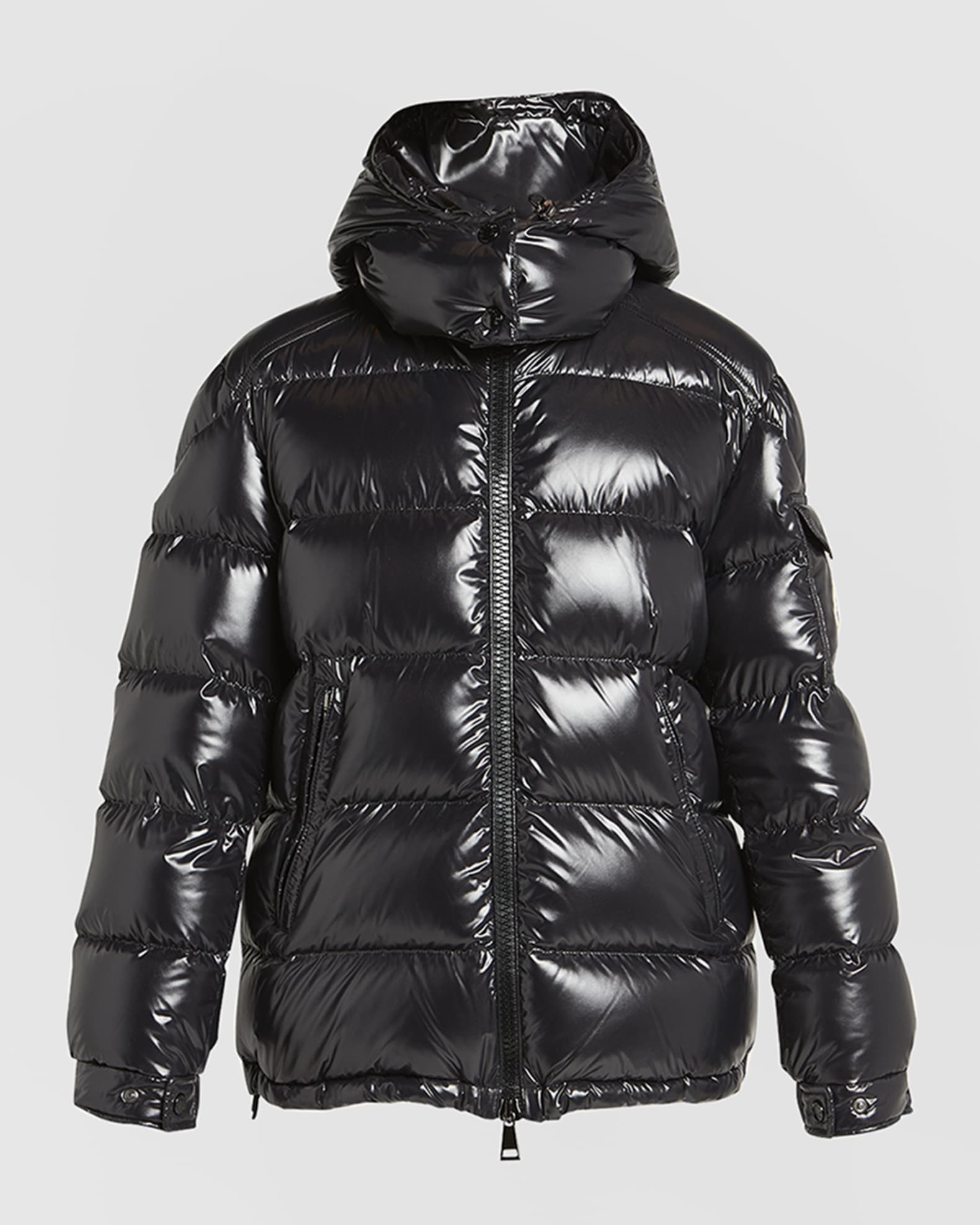 Moncler Maire Shiny Puffer Jacket with Removable Hood | Neiman Marcus