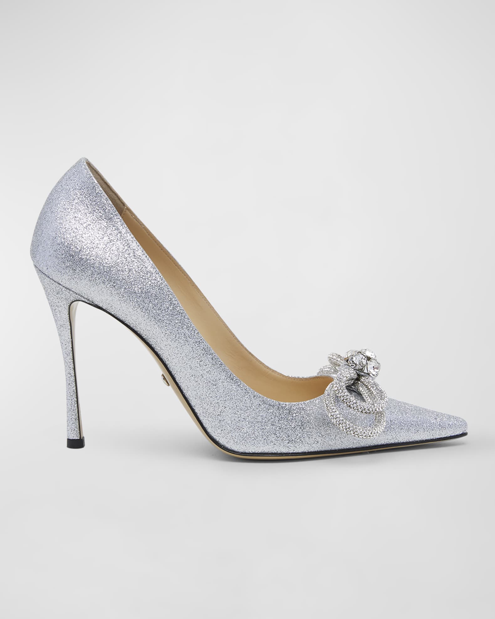Double Bow Glitter Stiletto Pumps