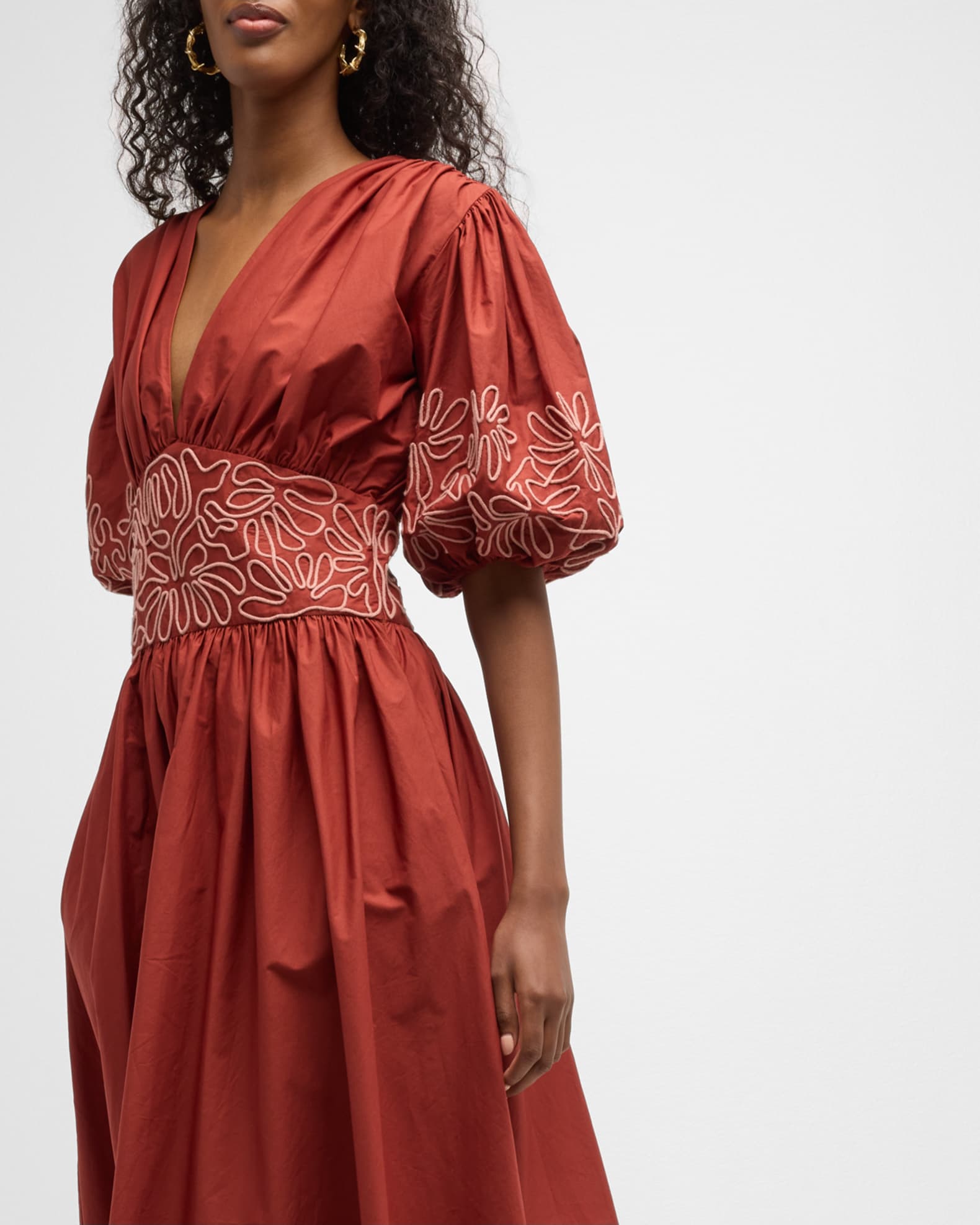 Flutter Sleeve Poplin Midi Dress: Pink main image 0