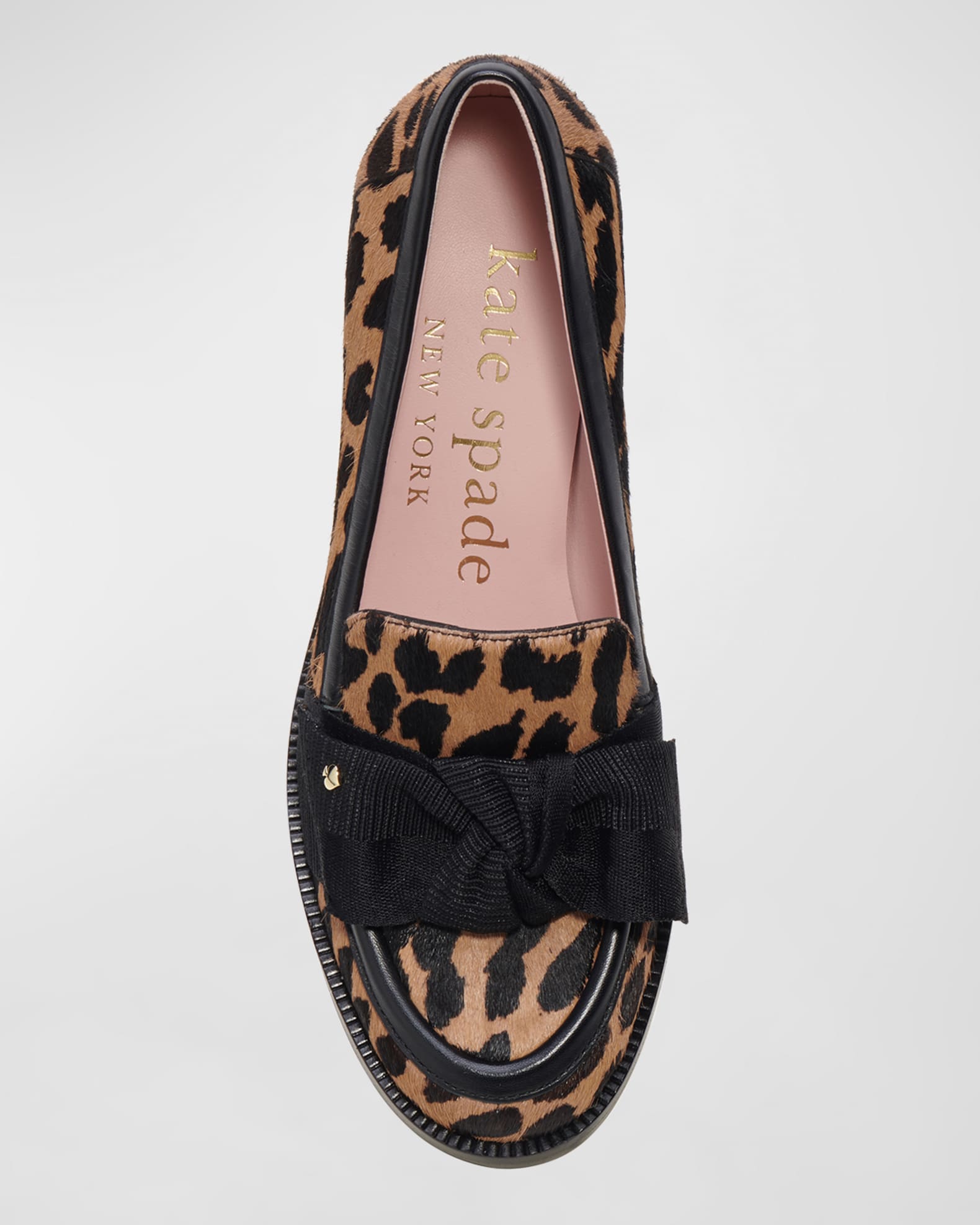 kate spade new york leandra leopard bow heeled loafers | Neiman Marcus