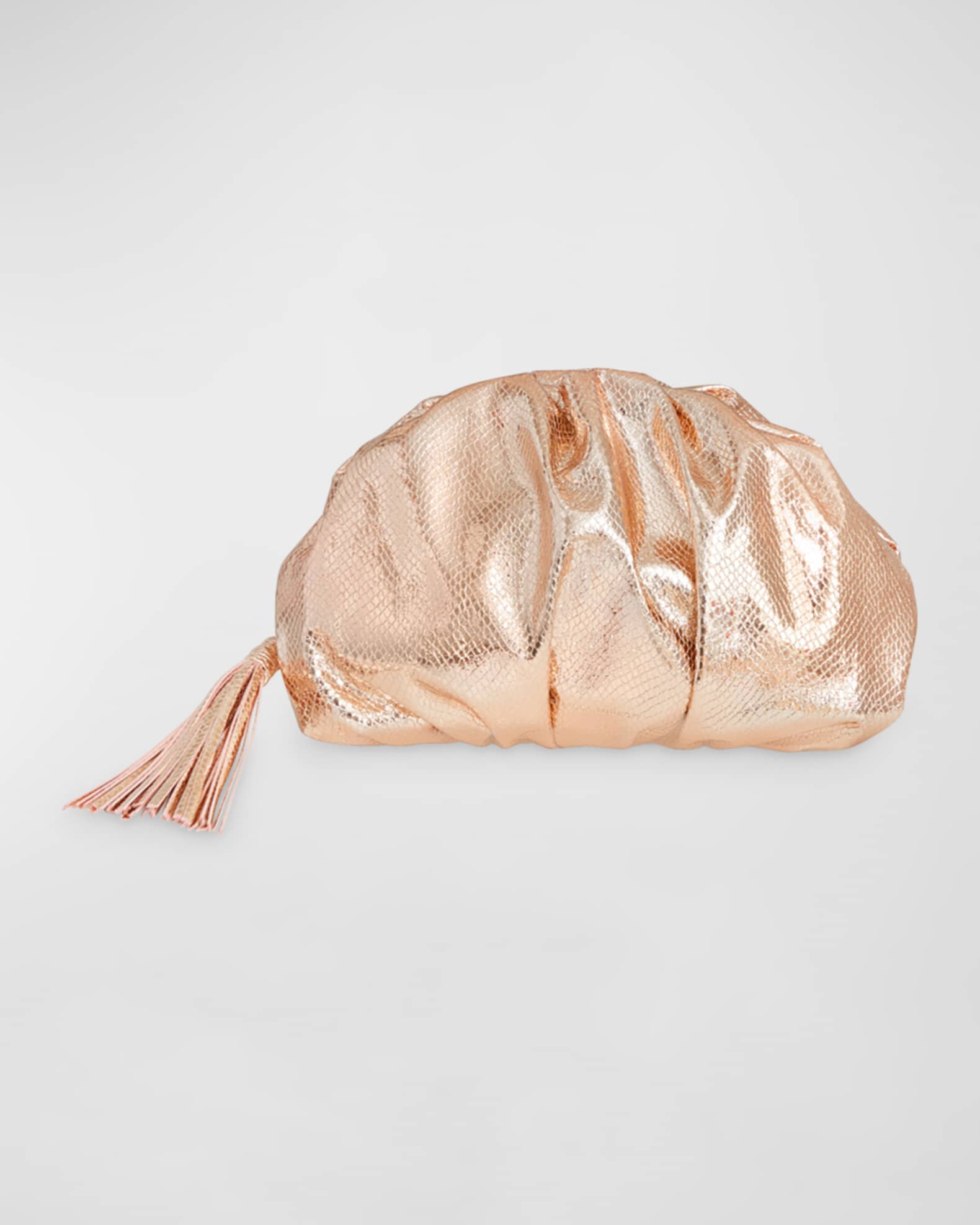Rebecca Minkoff Ruched Metallic Python-Embossed Clutch Bag | Neiman Marcus