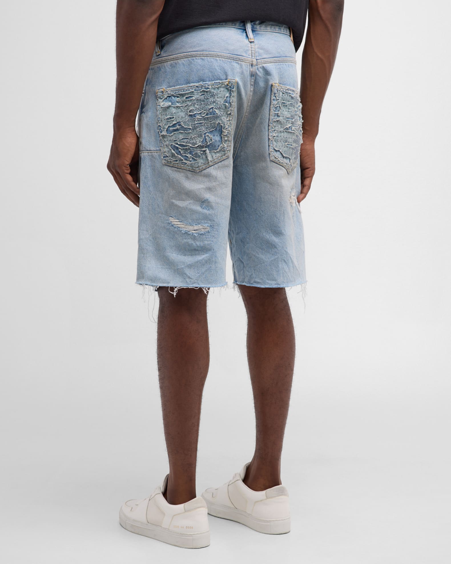 PURPLE Men's Destroyed Denim Shorts | Neiman Marcus