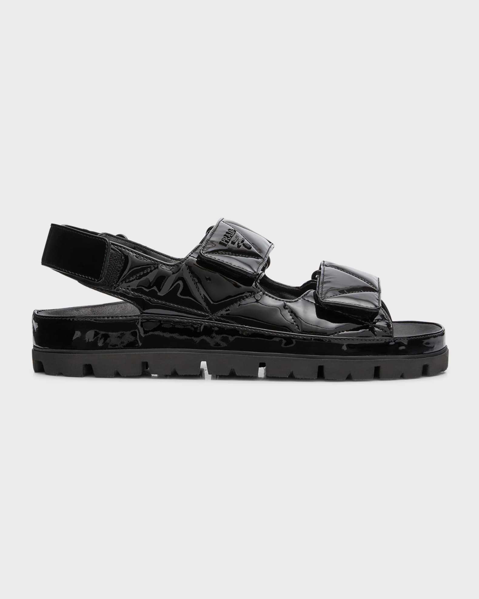 Prada Quilted Patent Slingback Sport Sandals | Neiman Marcus