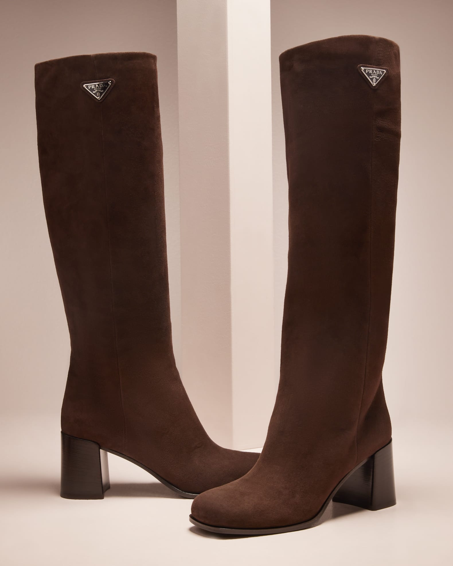 Suede Block Heel Knee Boots