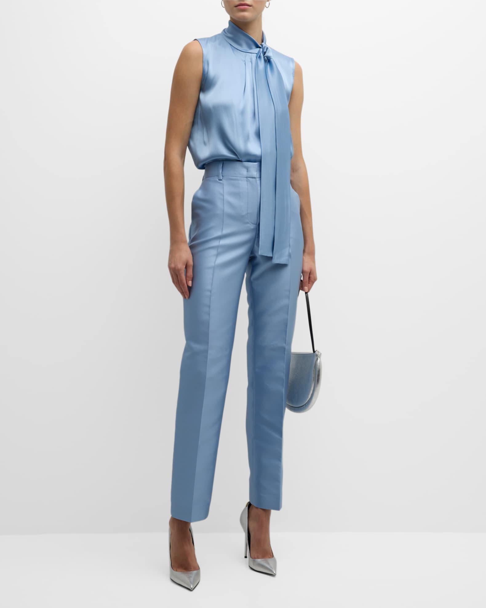 Alberta Ferretti StraightLeg Ankle Mikado Trousers Neiman Marcus