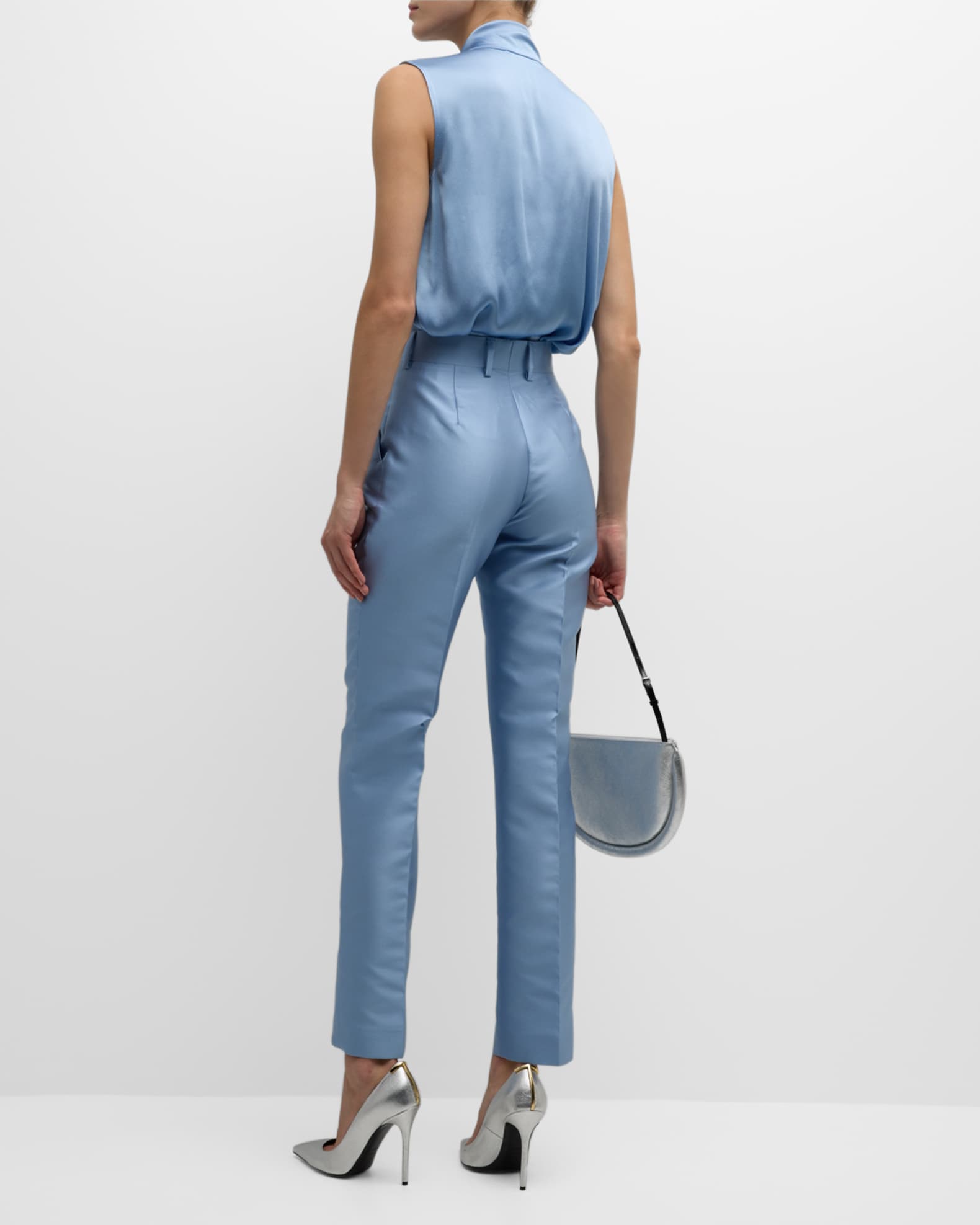 Alberta Ferretti StraightLeg Ankle Mikado Trousers Neiman Marcus