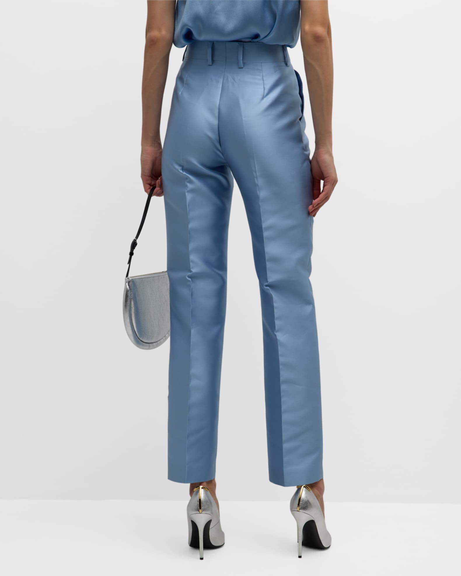 Alberta Ferretti StraightLeg Ankle Mikado Trousers Neiman Marcus