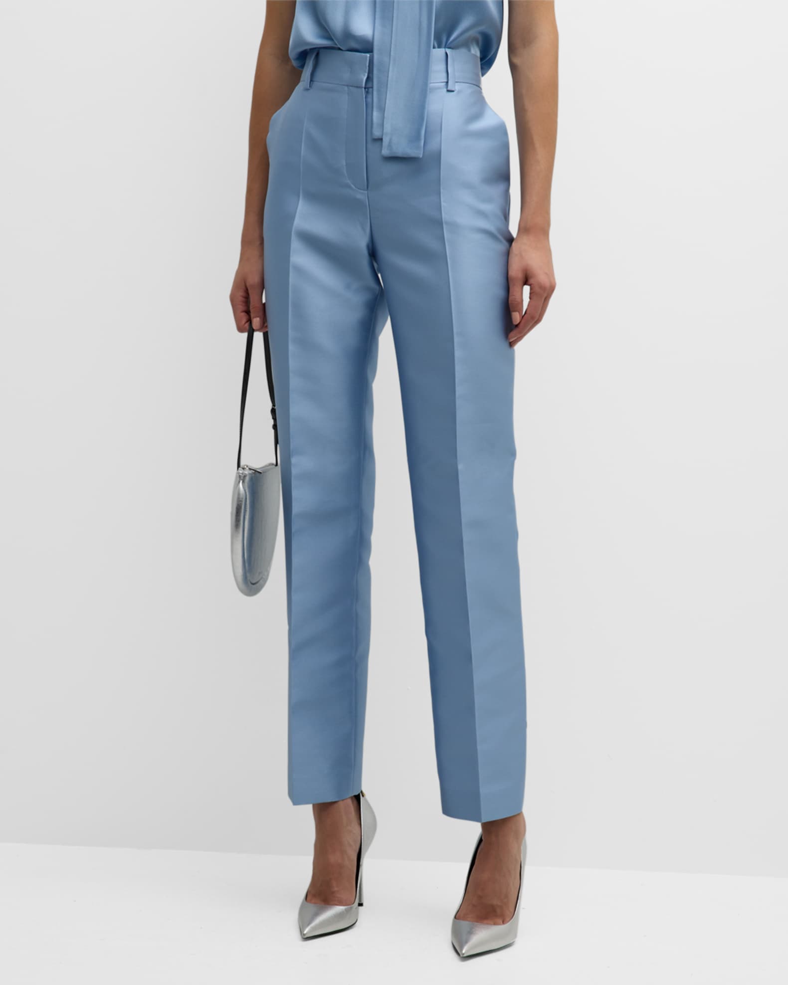 Alberta Ferretti StraightLeg Ankle Mikado Trousers Neiman Marcus