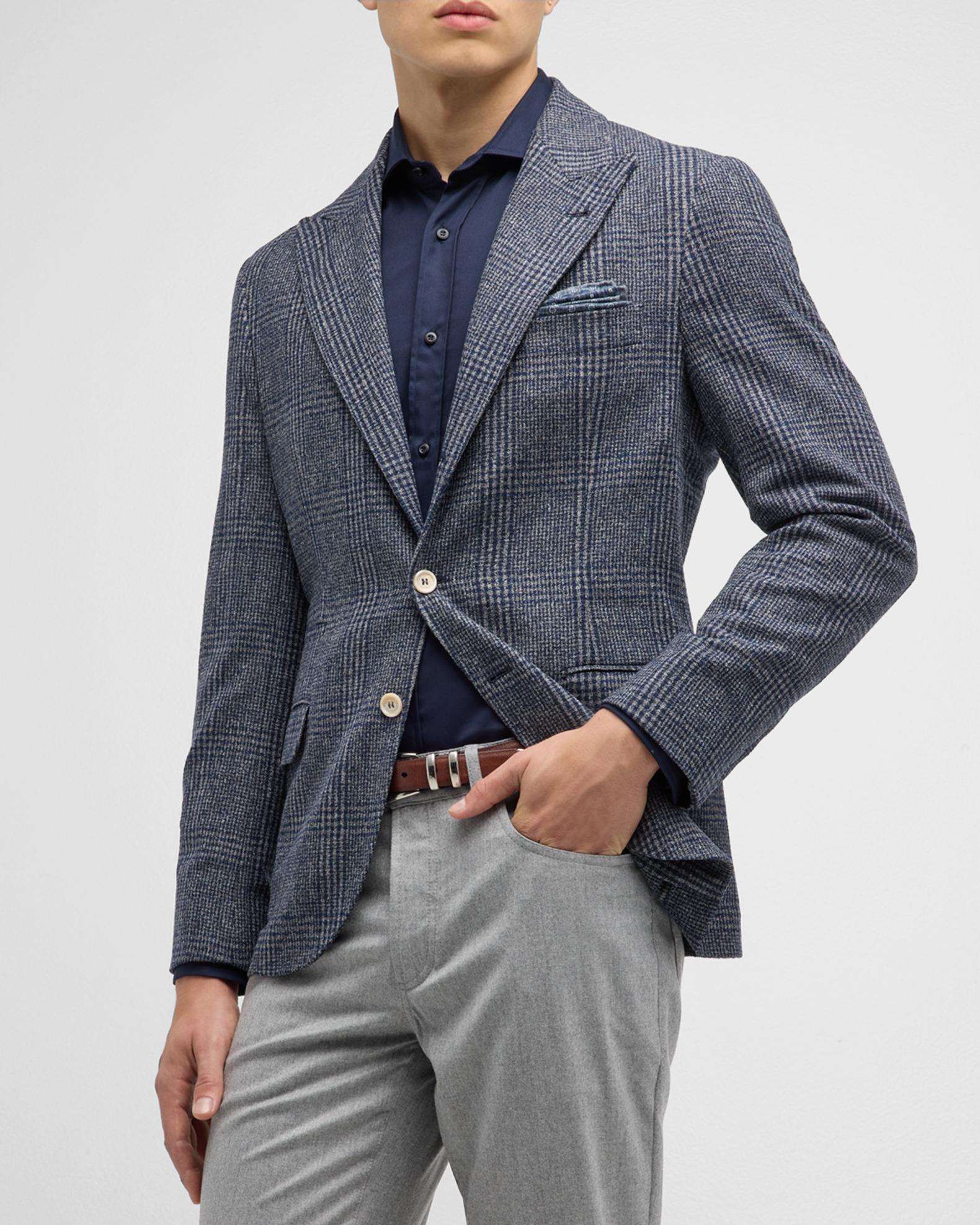 Brunello Cucinelli Men's Frise Tartan Plaid Sport Jacket | Neiman Marcus