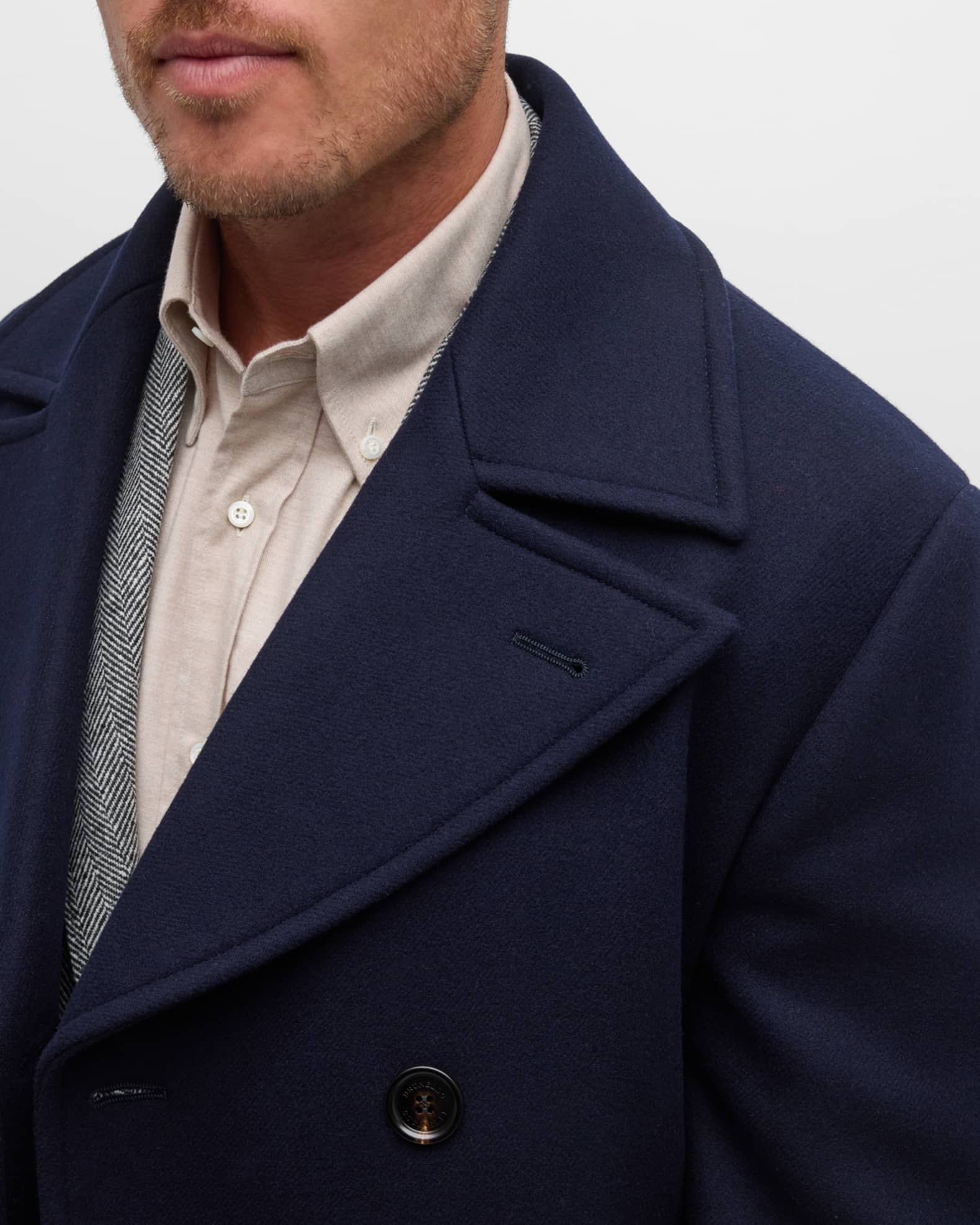 Brunello Cucinelli Men's Classic Peacoat | Neiman Marcus