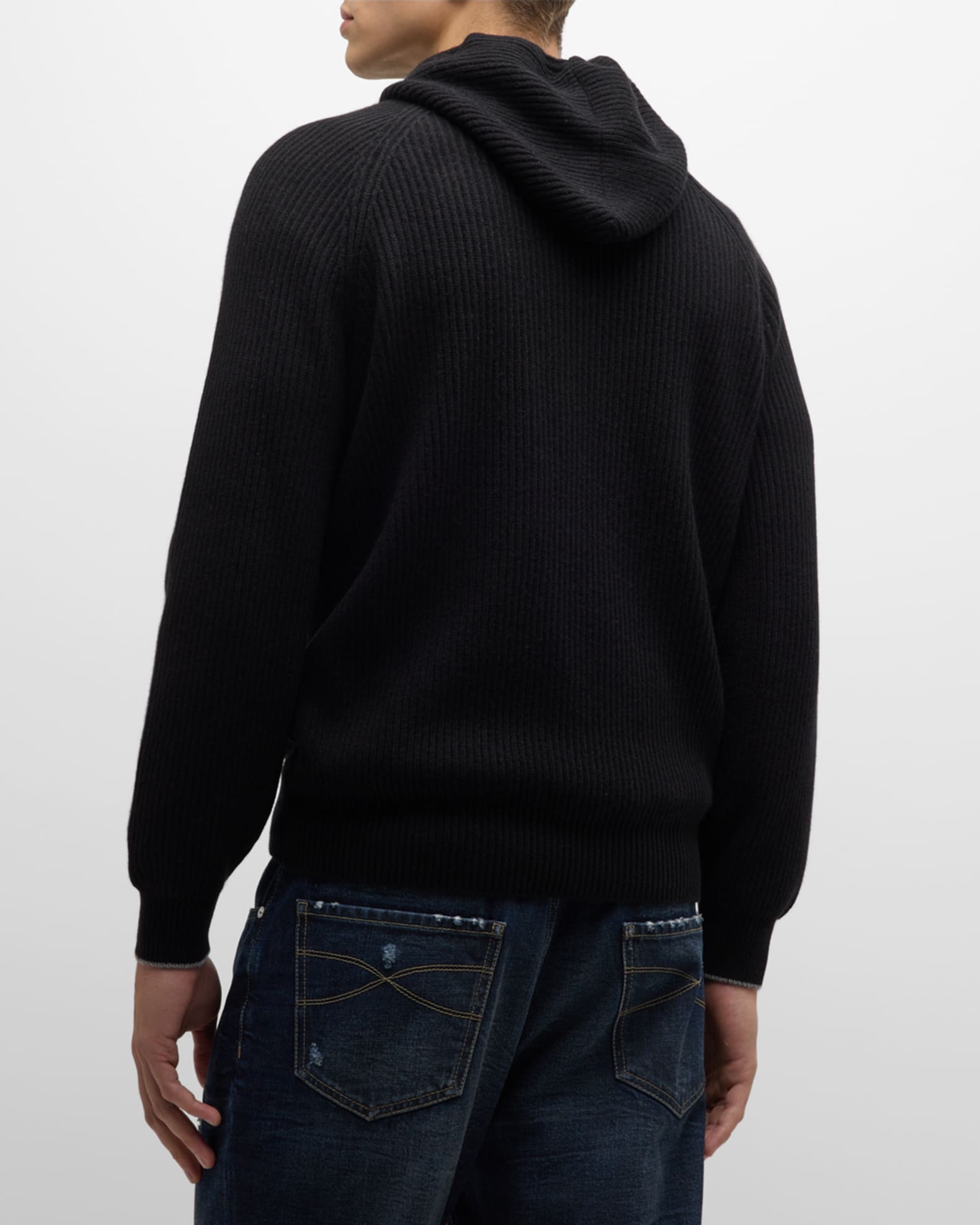 Brunello Cucinelli Men's Ribbed Cashmere Pullover Sweater Neiman Marcus