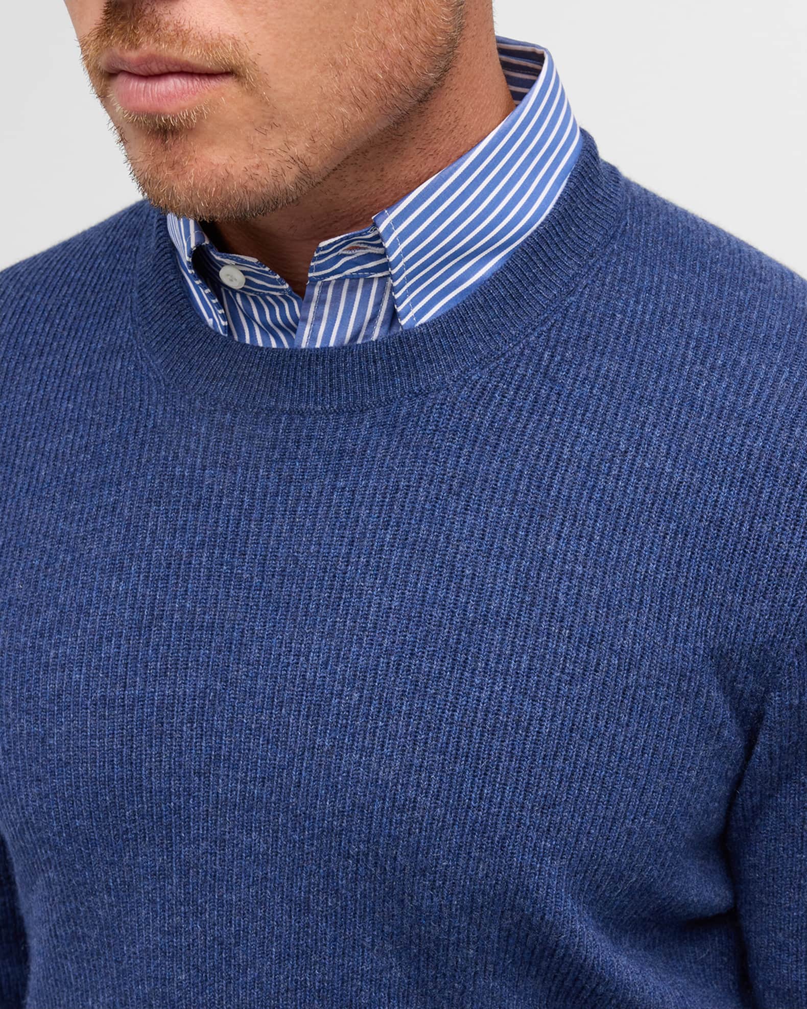 Brunello Cucinelli Men's English Rib Cashmere Crewneck Sweater Neiman