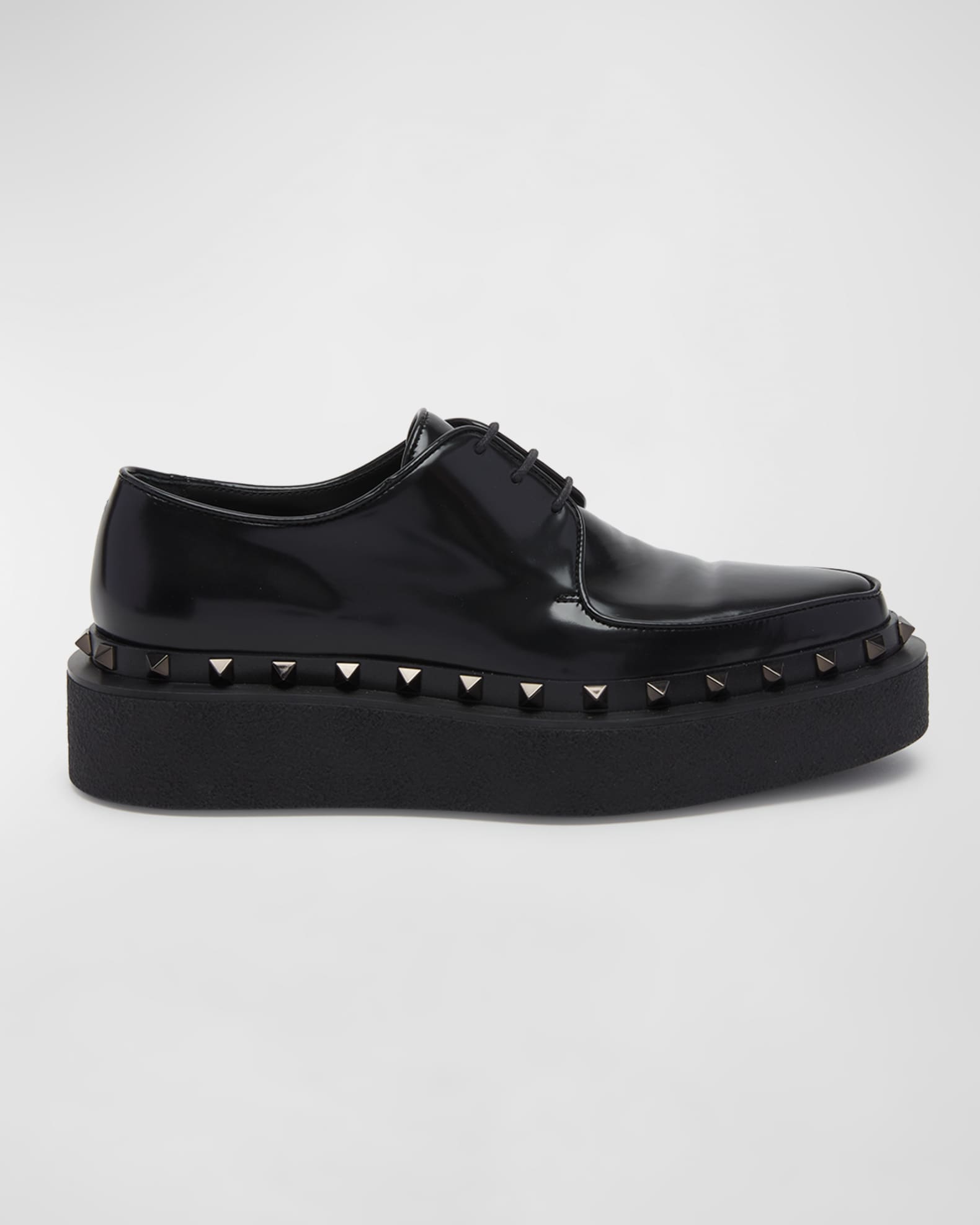 Valentino Garavani Rockstud Leather Platform Derby Shoes | Neiman Marcus