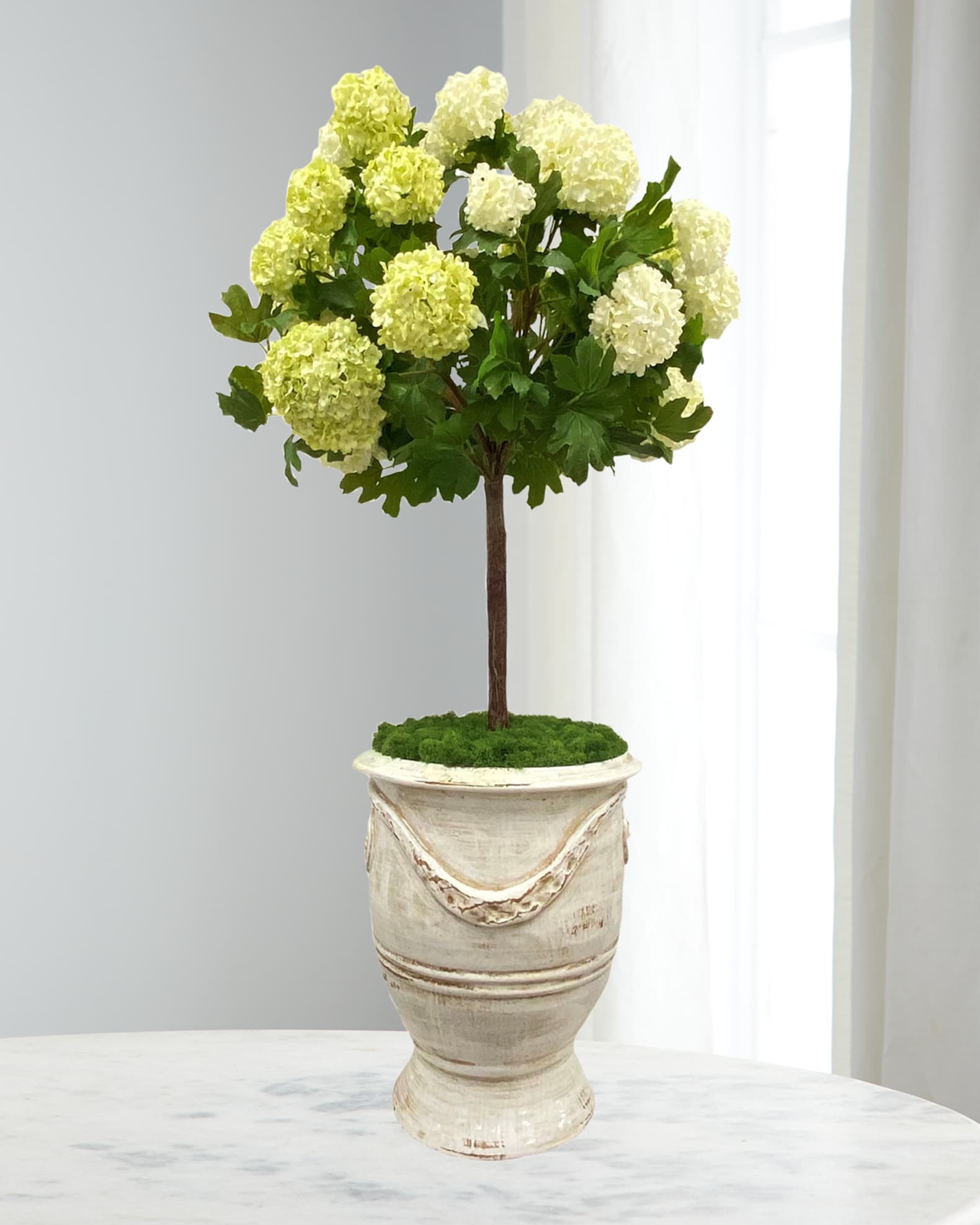 Faux Snowball Tree in Rutherford Planter - 49"T 0