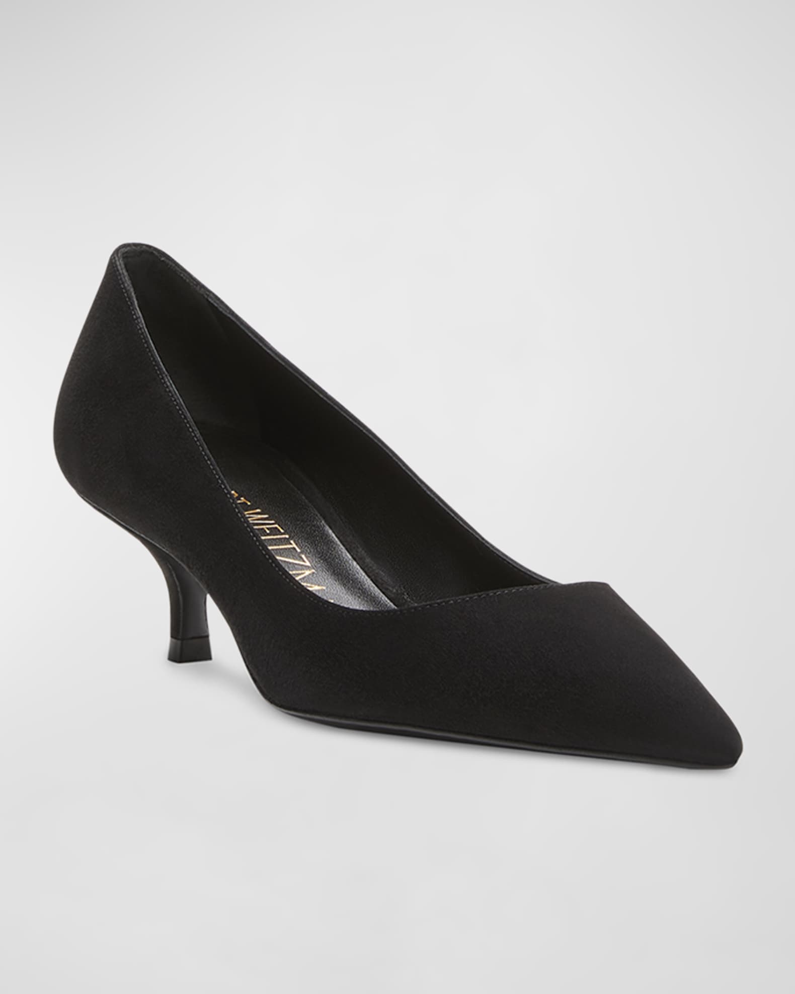 Stuart Weitzman Stuart Suede Kitten-Heel Pumps | Neiman Marcus