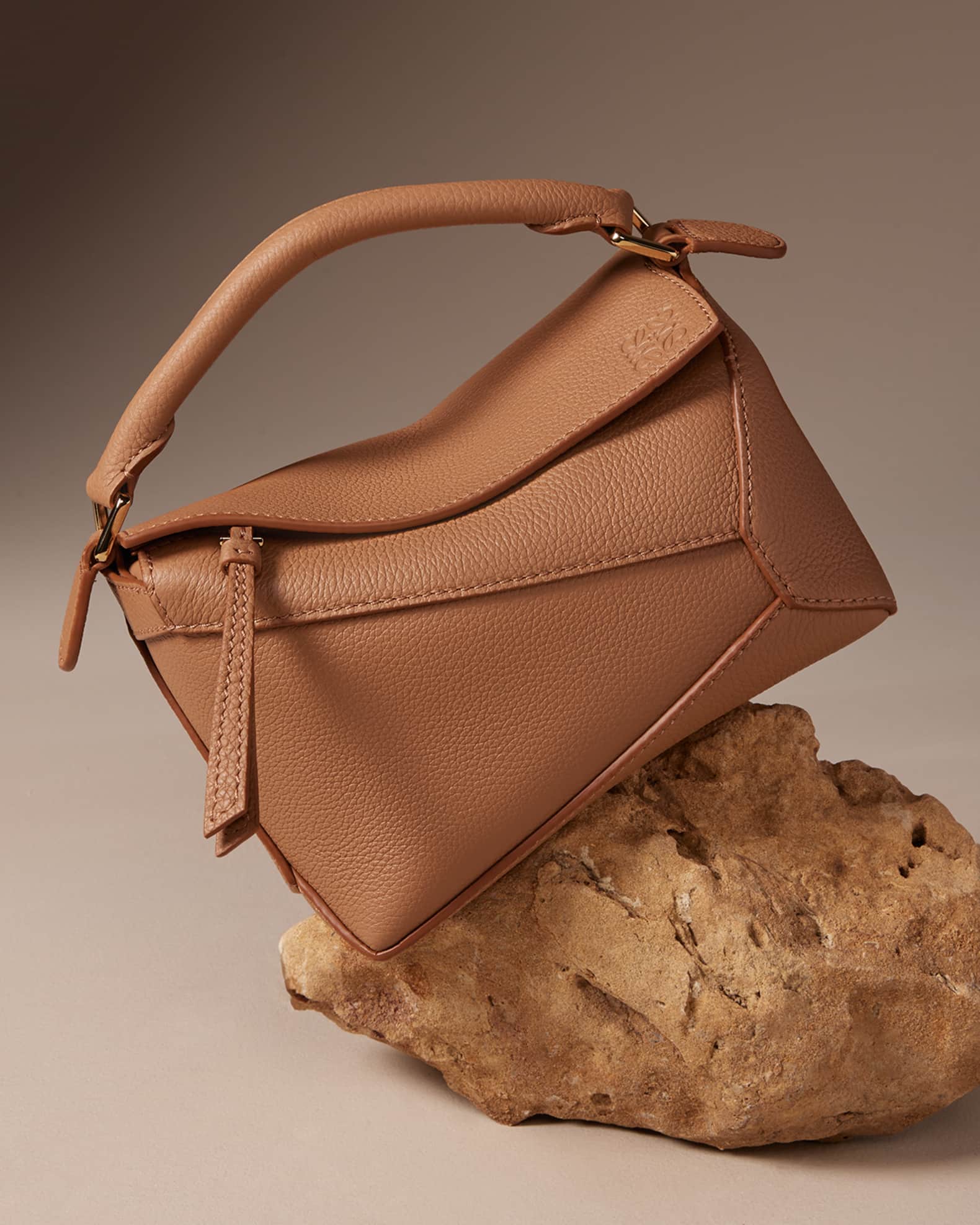 Loewe Puzzle Edge Mini Top-Handle Bag in Grained Leather