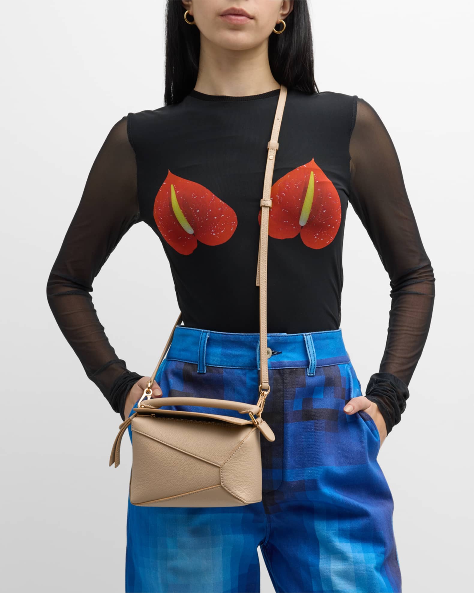 Loewe Puzzle Edge Mini Top-Handle Bag in Grained Leather | Neiman